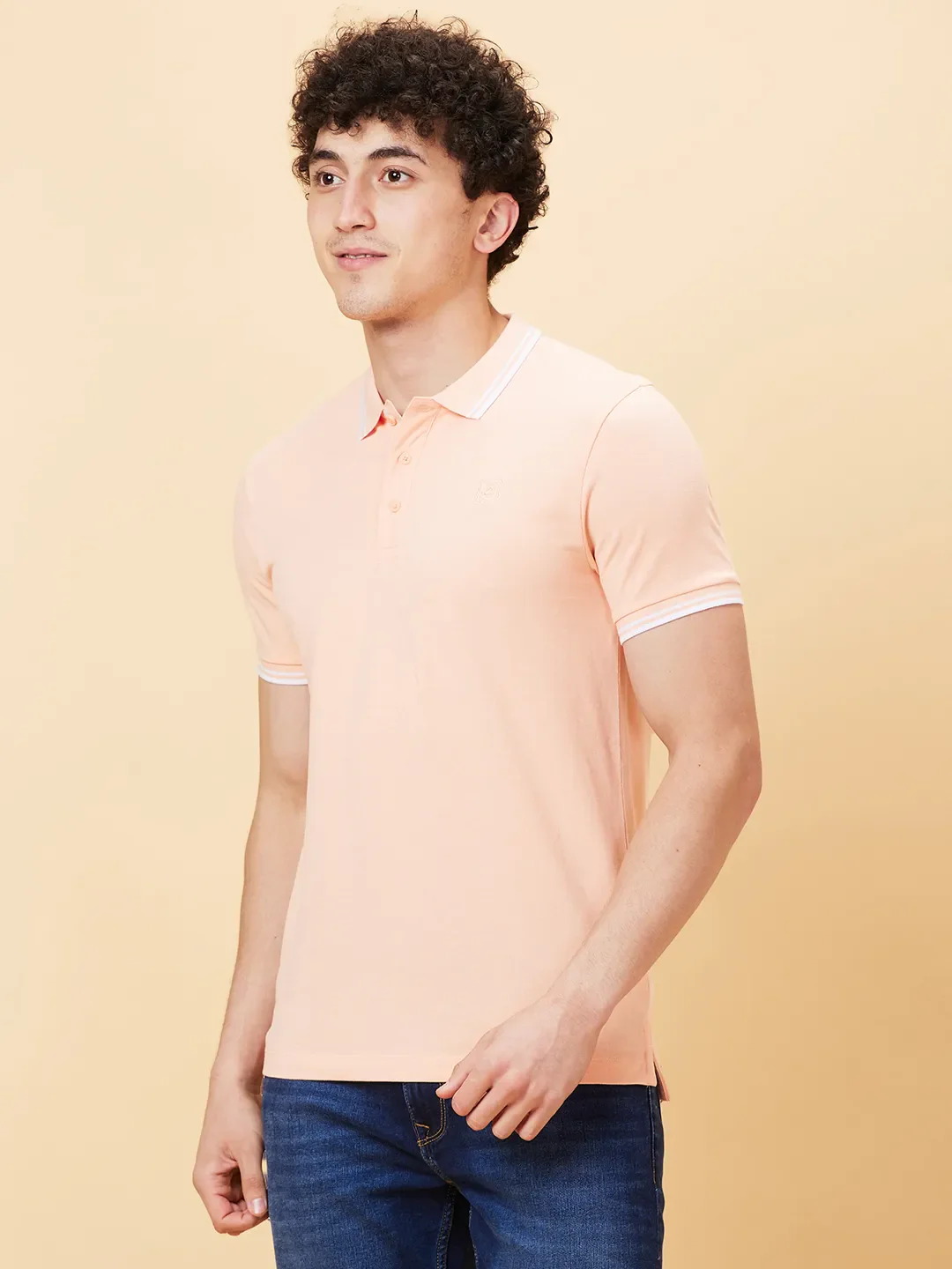 Orange Regular Fit Men's Polo T-shirt by Being Human Clothing - Image 3