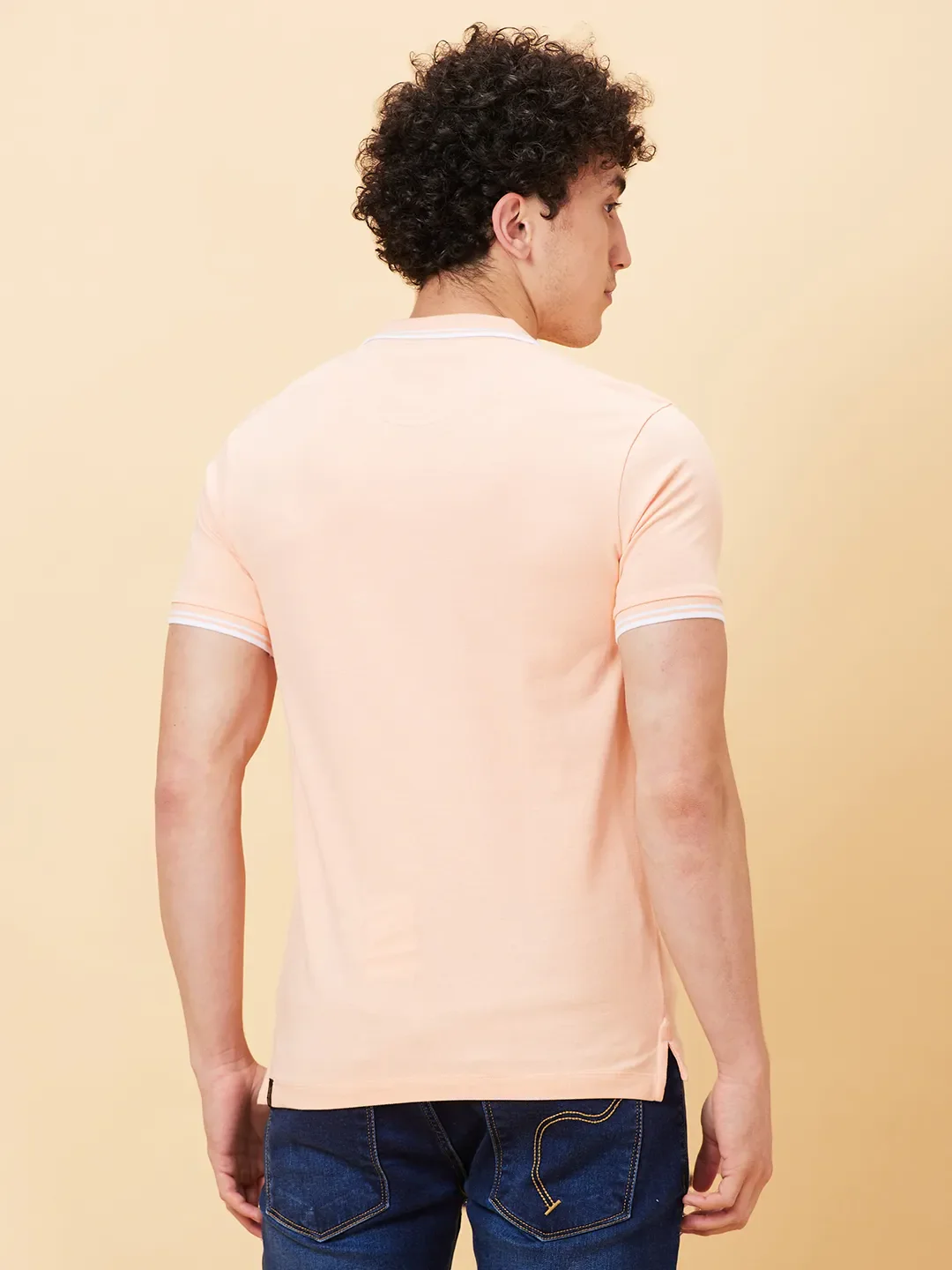 Orange Regular Fit Men's Polo T-shirt by Being Human Clothing - Image 4