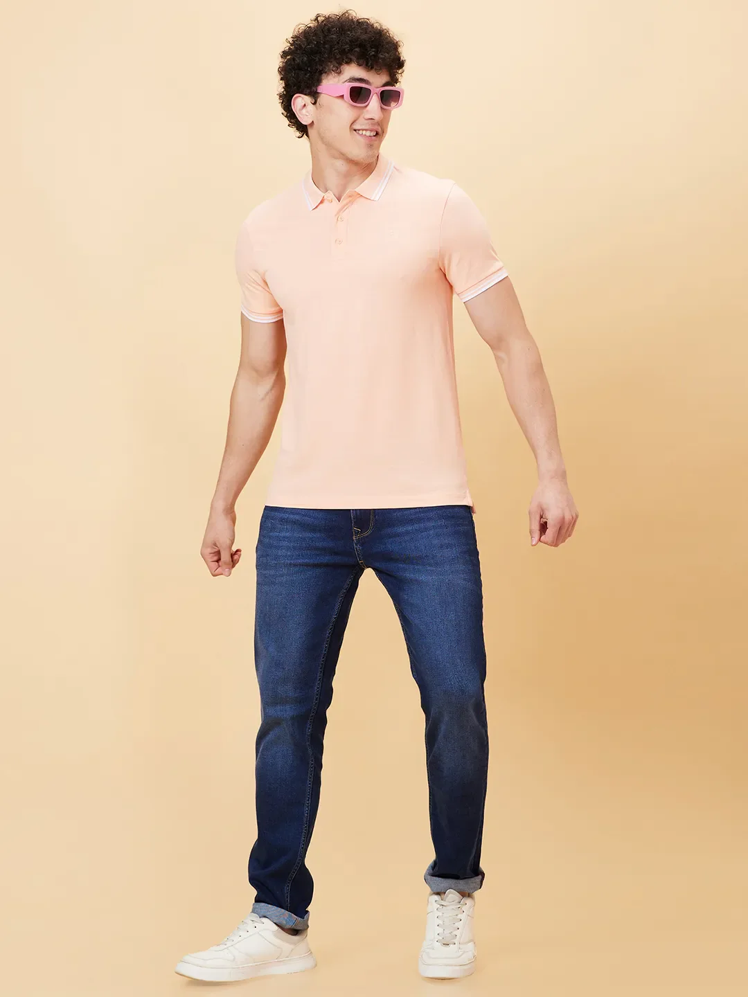 Orange Regular Fit Men's Polo T-shirt by Being Human Clothing - Image 6