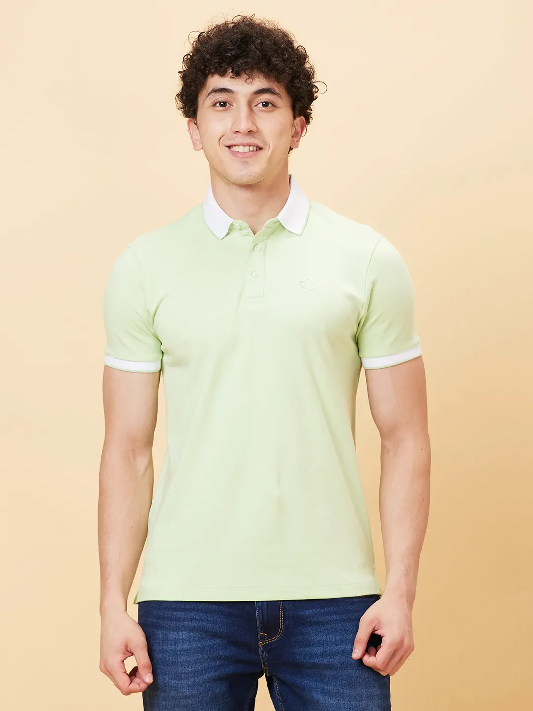 Green Regular Fit Men's Polo T-shirt by Being Human Clothing