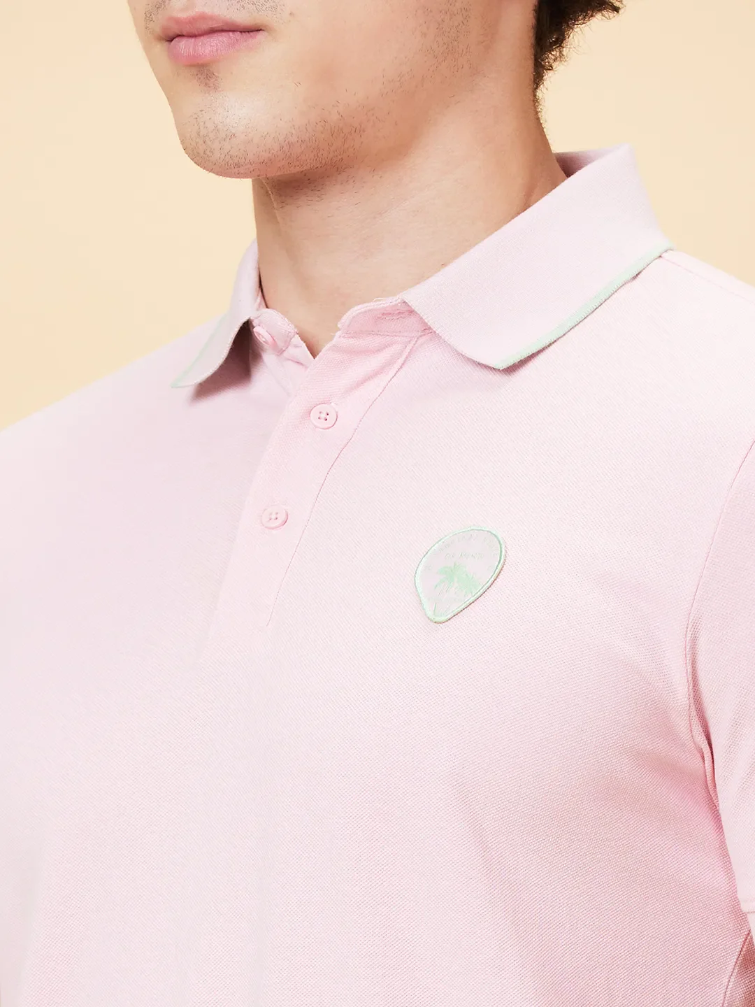 Pink Regular Fit Men's Polo T-Shirt by Being Human Clothing - Image 5