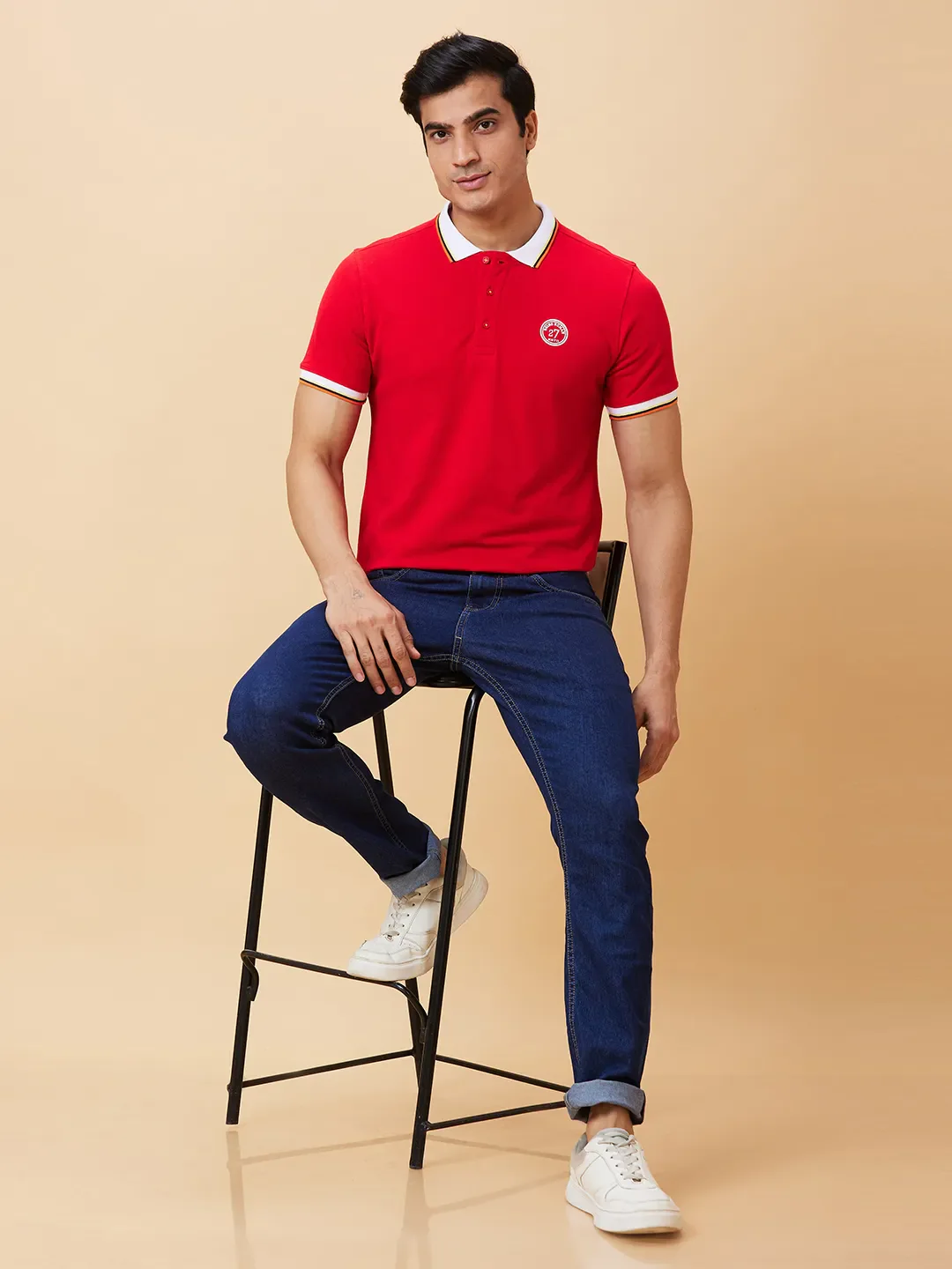 Red Regular Fit Men's Polo T-Shirt by Being Human Clothing - Image 5