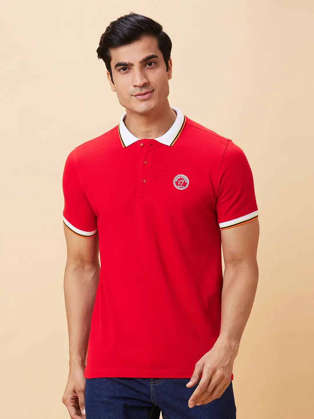 Red Regular Fit Men's Polo T-Shirt by Being Human Clothing - Image 6