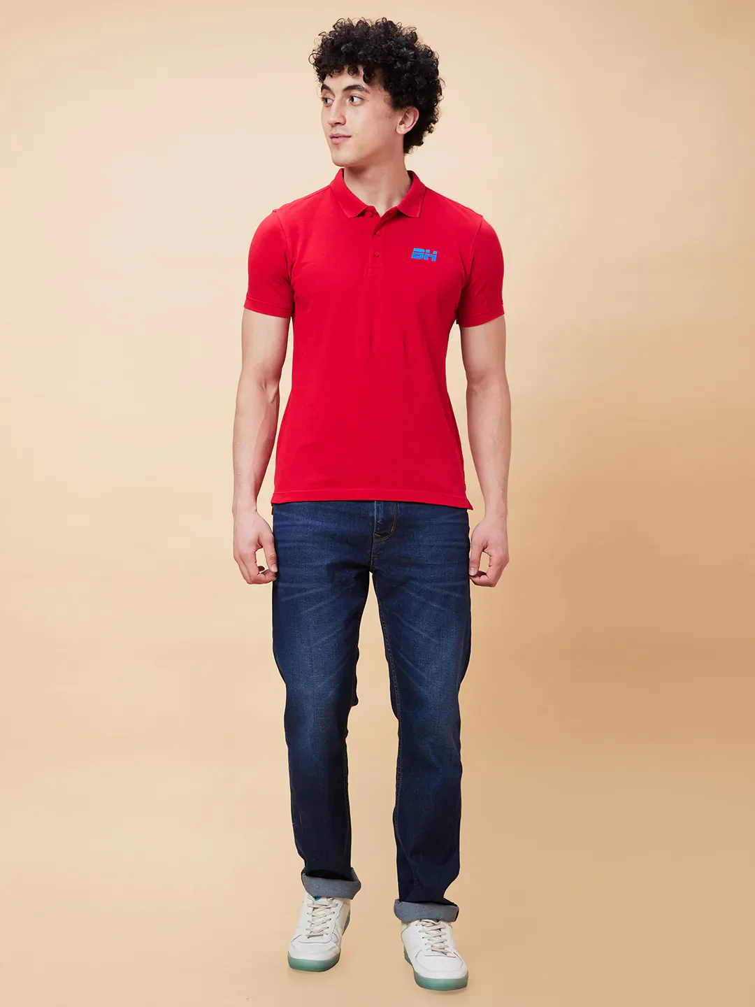 Red Regular Fit Men's Polo T-Shirt by Being Human Clothing - Image 2