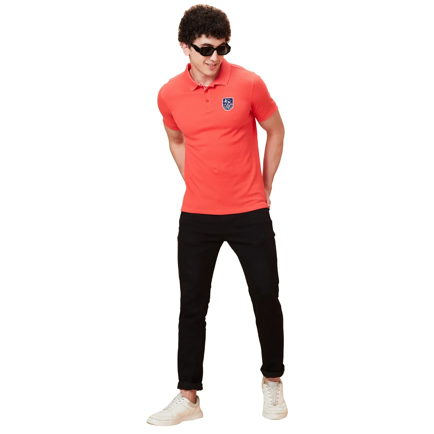 Red Regular Fit Men's Polo T-Shirt by Being Human Clothing