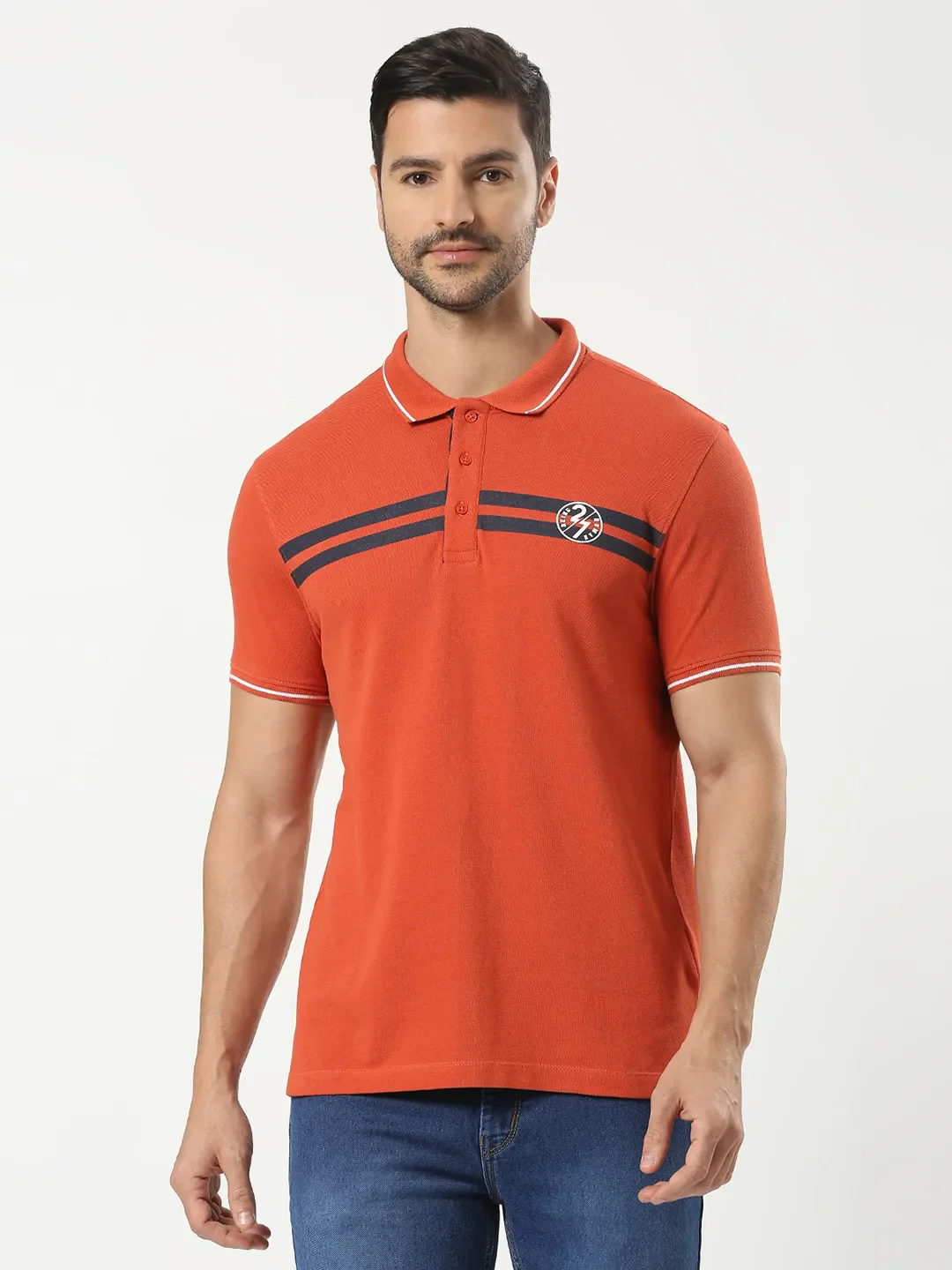 Orange Regular Fit Men's Polo T-Shirt by Being Human Clothing