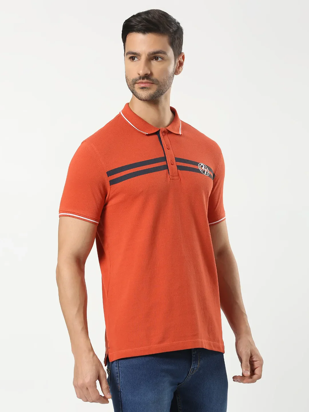 Orange Regular Fit Men's Polo T-Shirt by Being Human Clothing - Image 3
