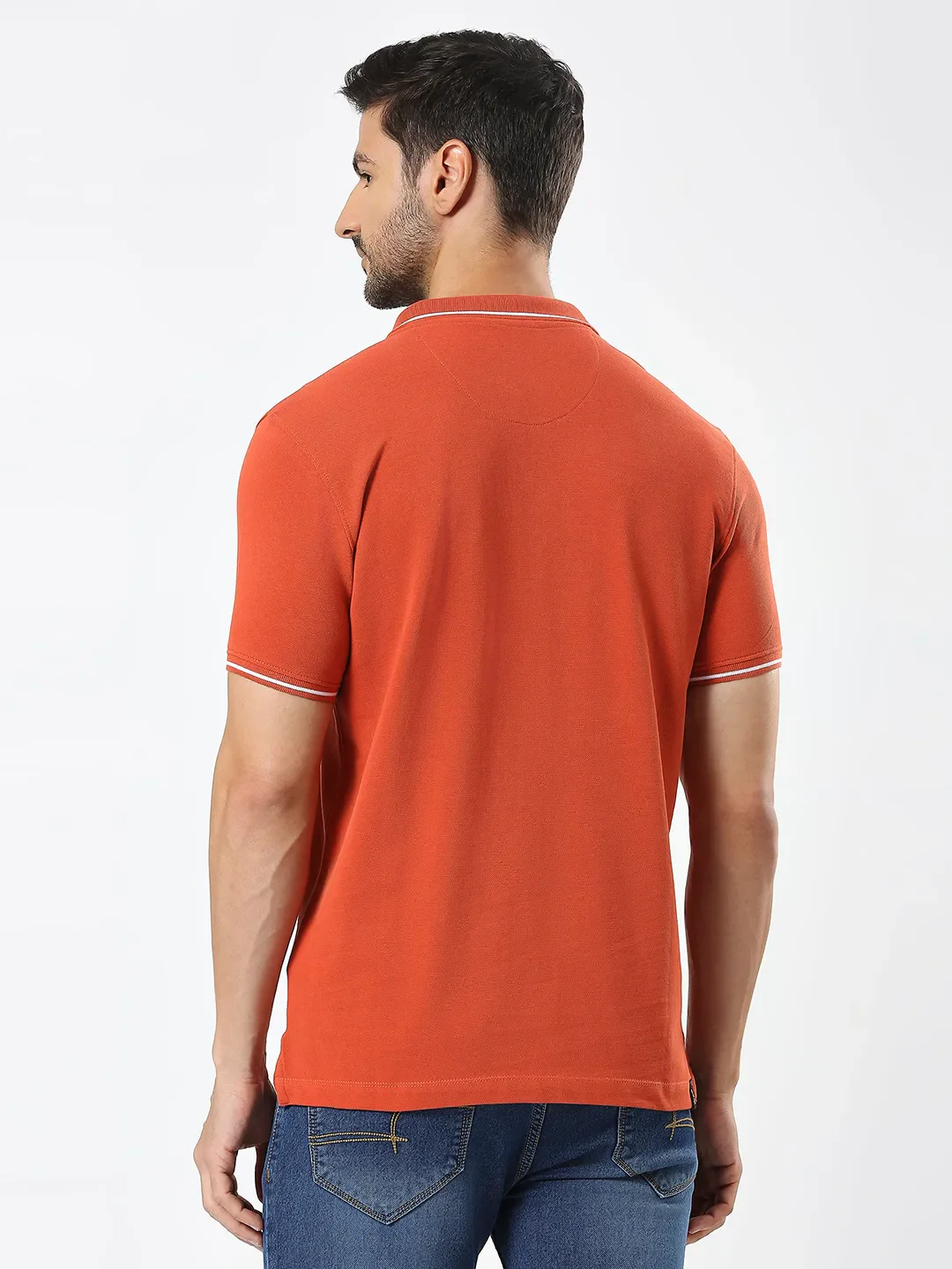 Orange Regular Fit Men's Polo T-Shirt by Being Human Clothing - Image 4