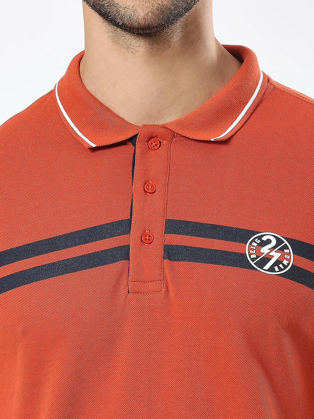 Orange Regular Fit Men's Polo T-Shirt by Being Human Clothing - Image 5