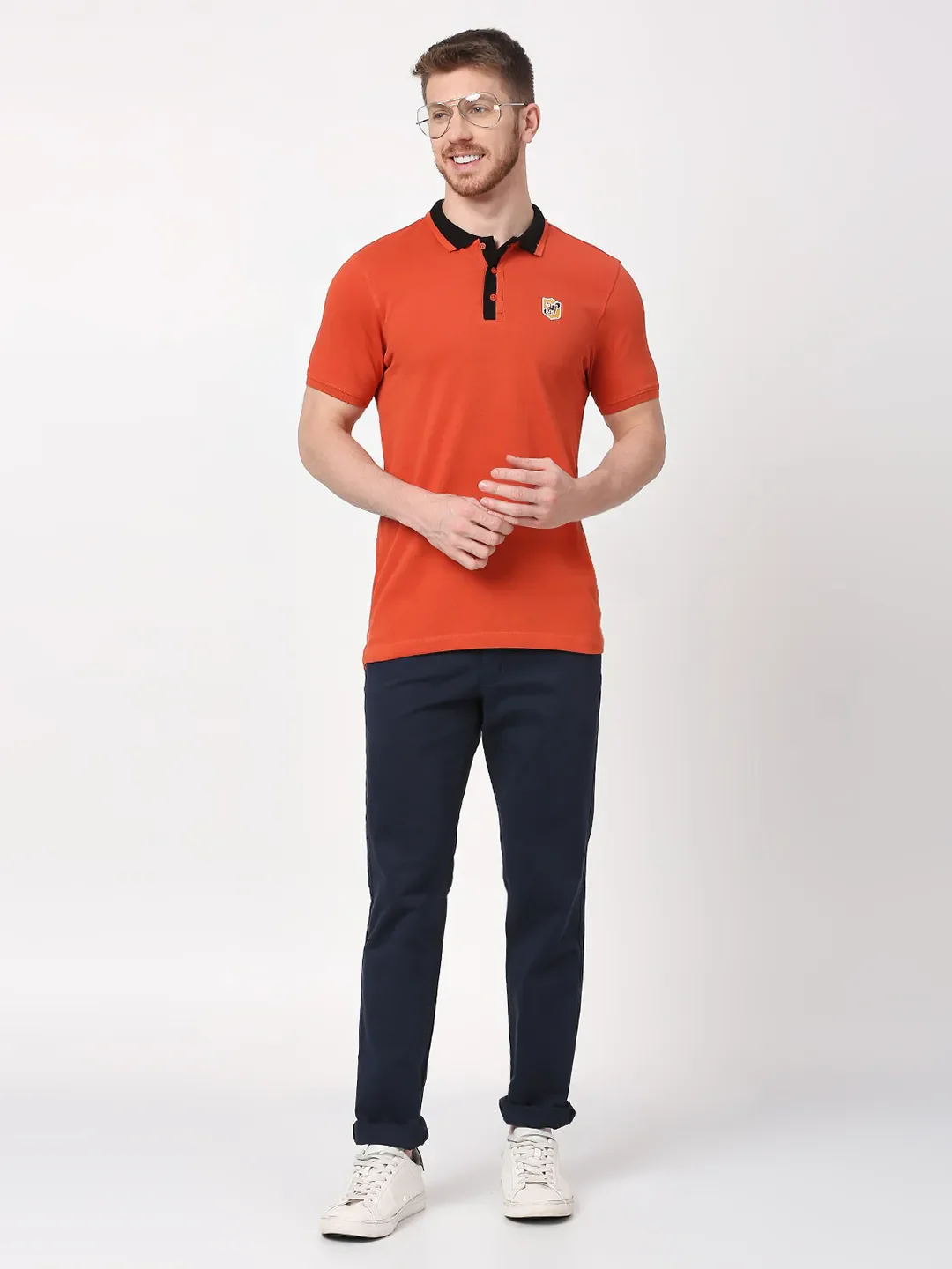 Rust Regular Fit Men's Polo T-Shirt by Being Human Clothing