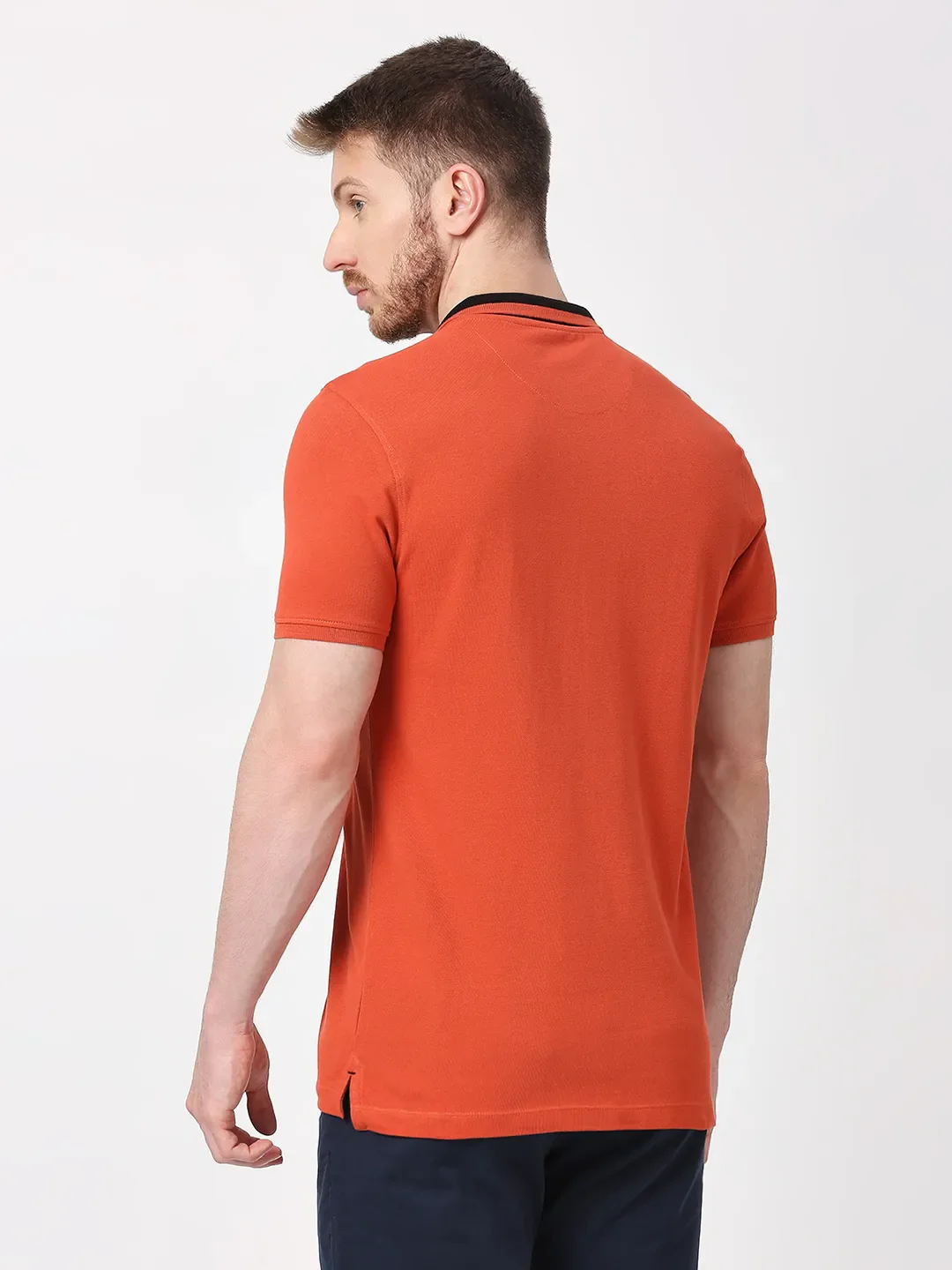 Rust Regular Fit Men's Polo T-Shirt by Being Human Clothing - Image 3