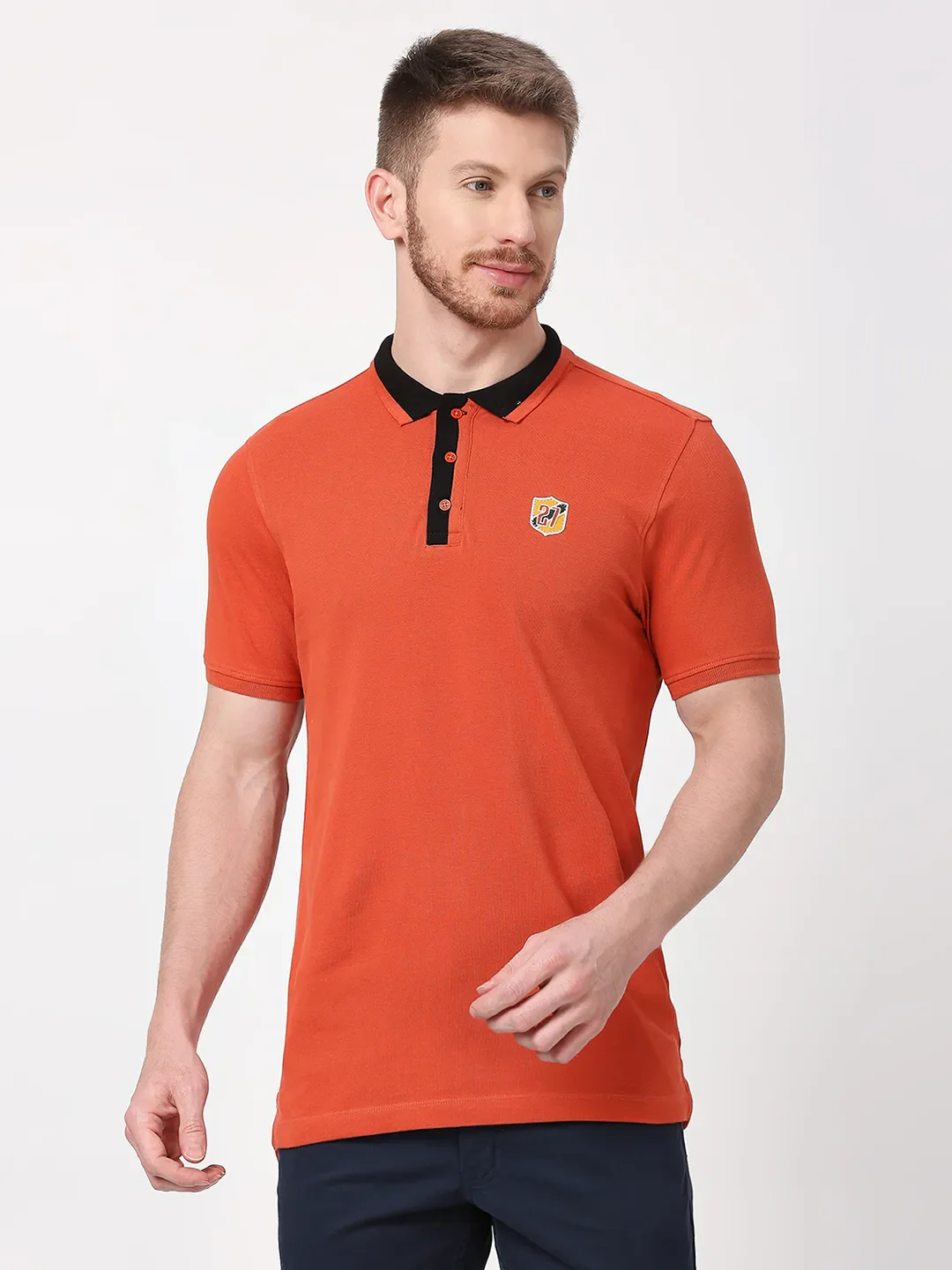 Rust Regular Fit Men's Polo T-Shirt by Being Human Clothing - Image 6