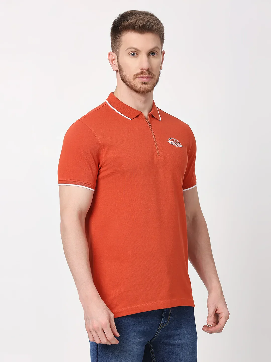 Rust Regular Fit Men's Polo T-Shirt by Being Human Clothing - Image 3