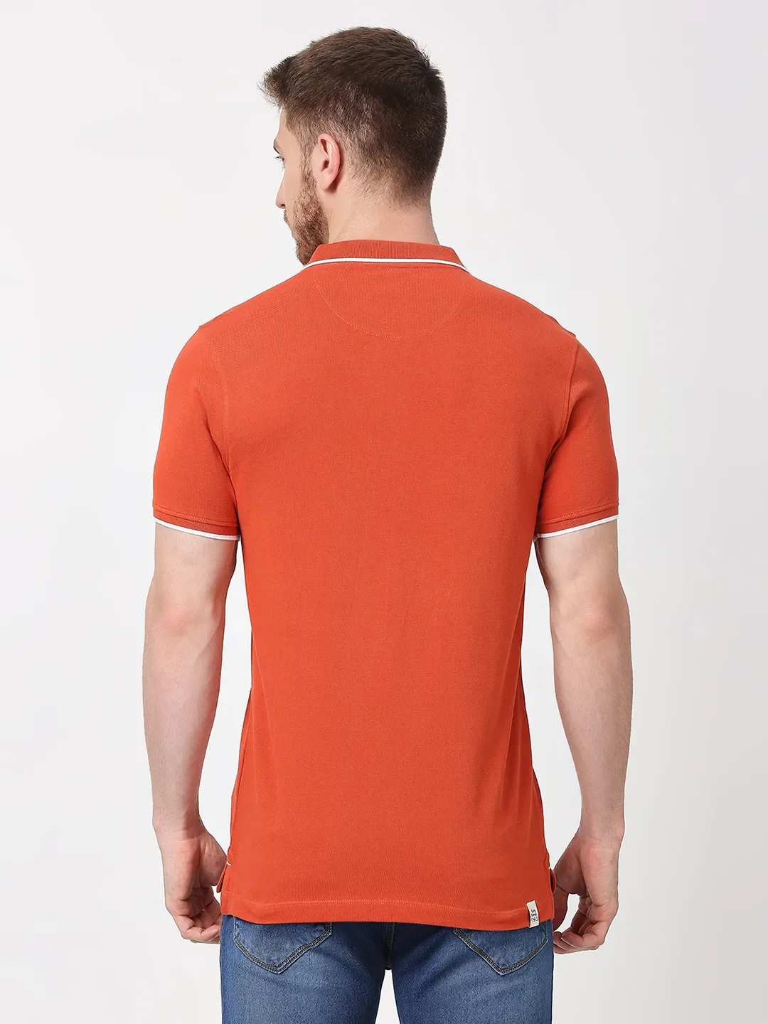Rust Regular Fit Men's Polo T-Shirt by Being Human Clothing - Image 4