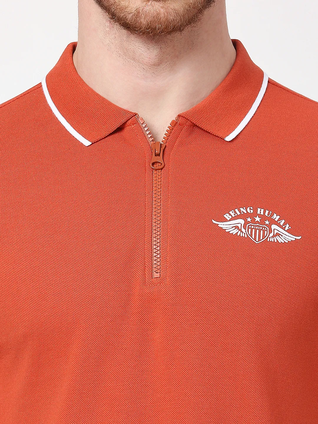 Rust Regular Fit Men's Polo T-Shirt by Being Human Clothing - Image 5