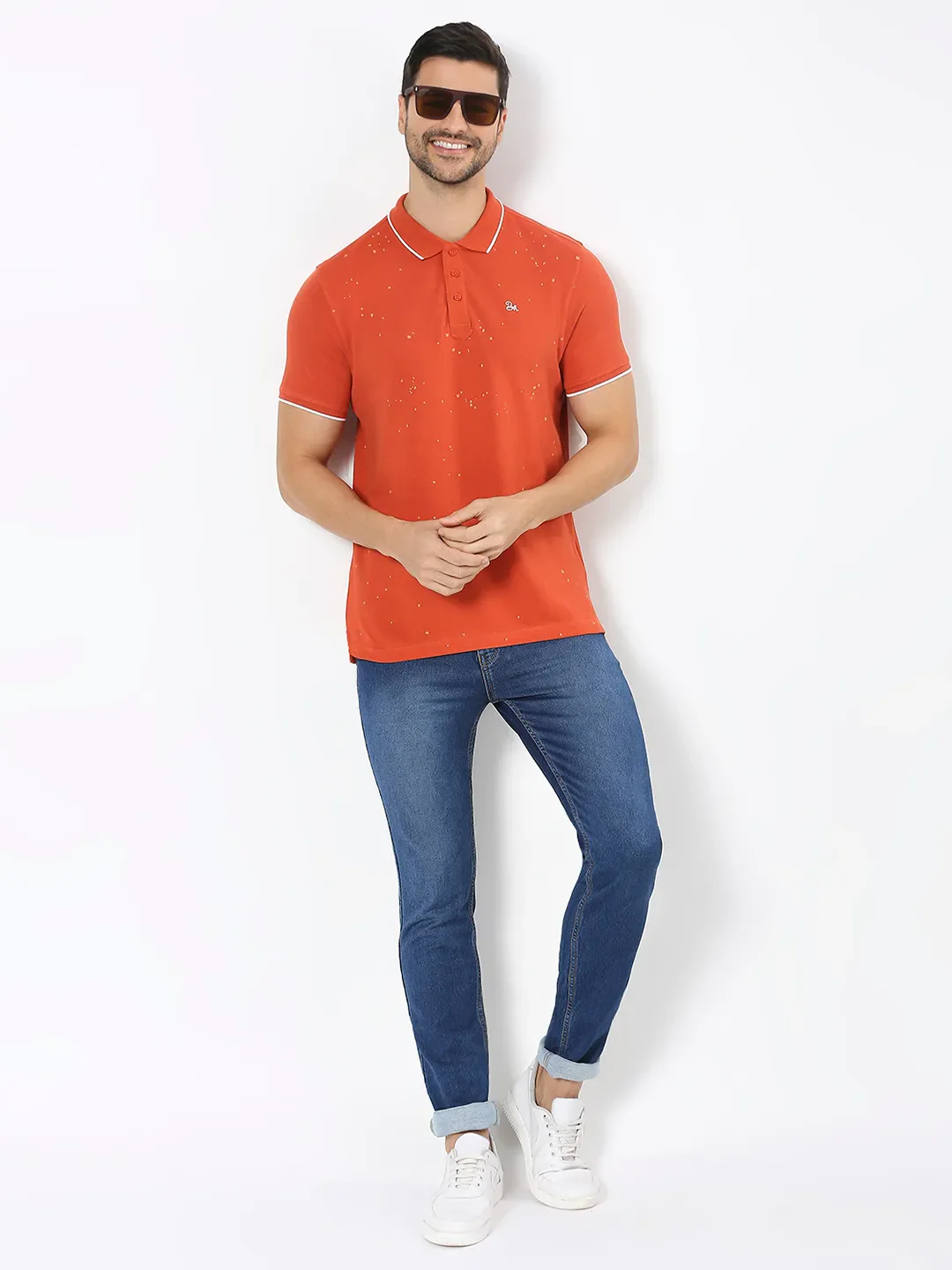 Orange Regular Fit Men's Polo T-Shirt by Being Human Clothing