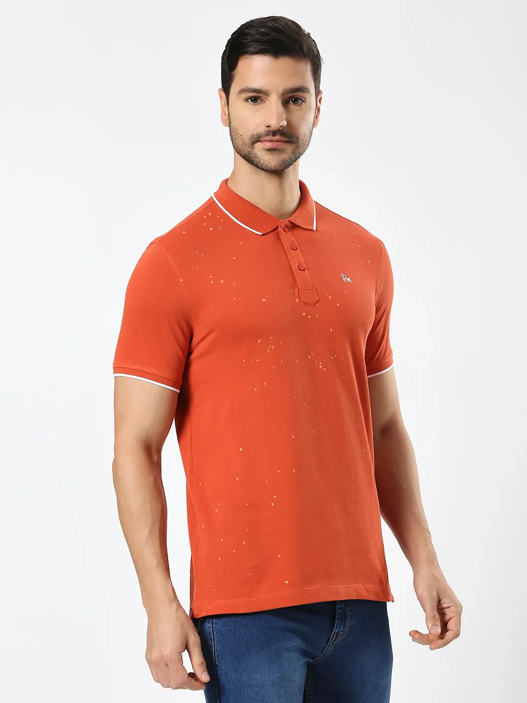 Orange Regular Fit Men's Polo T-Shirt by Being Human Clothing - Image 4