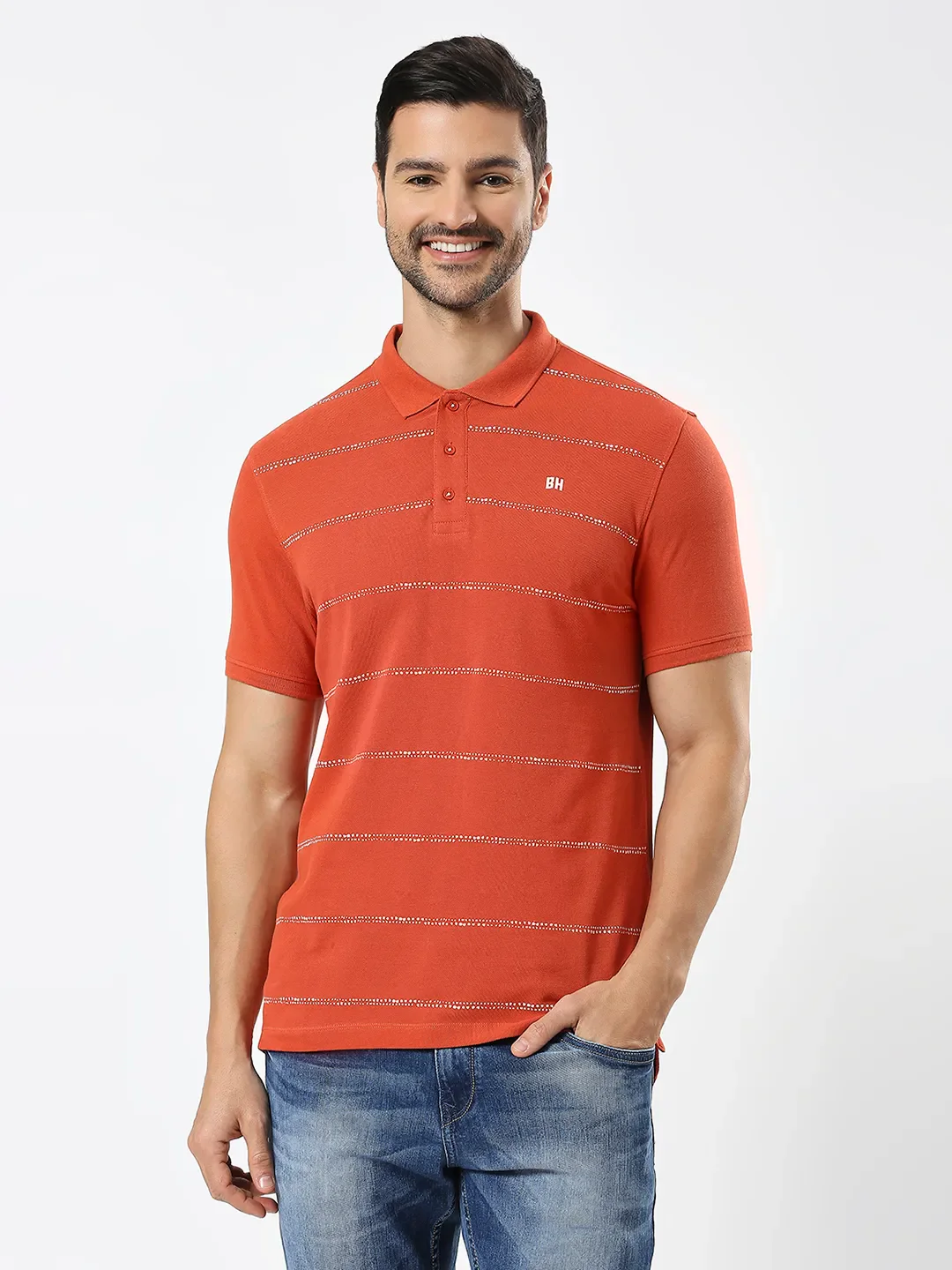 Rust Regular Fit Men's Polo T-Shirt by Being Human Clothing