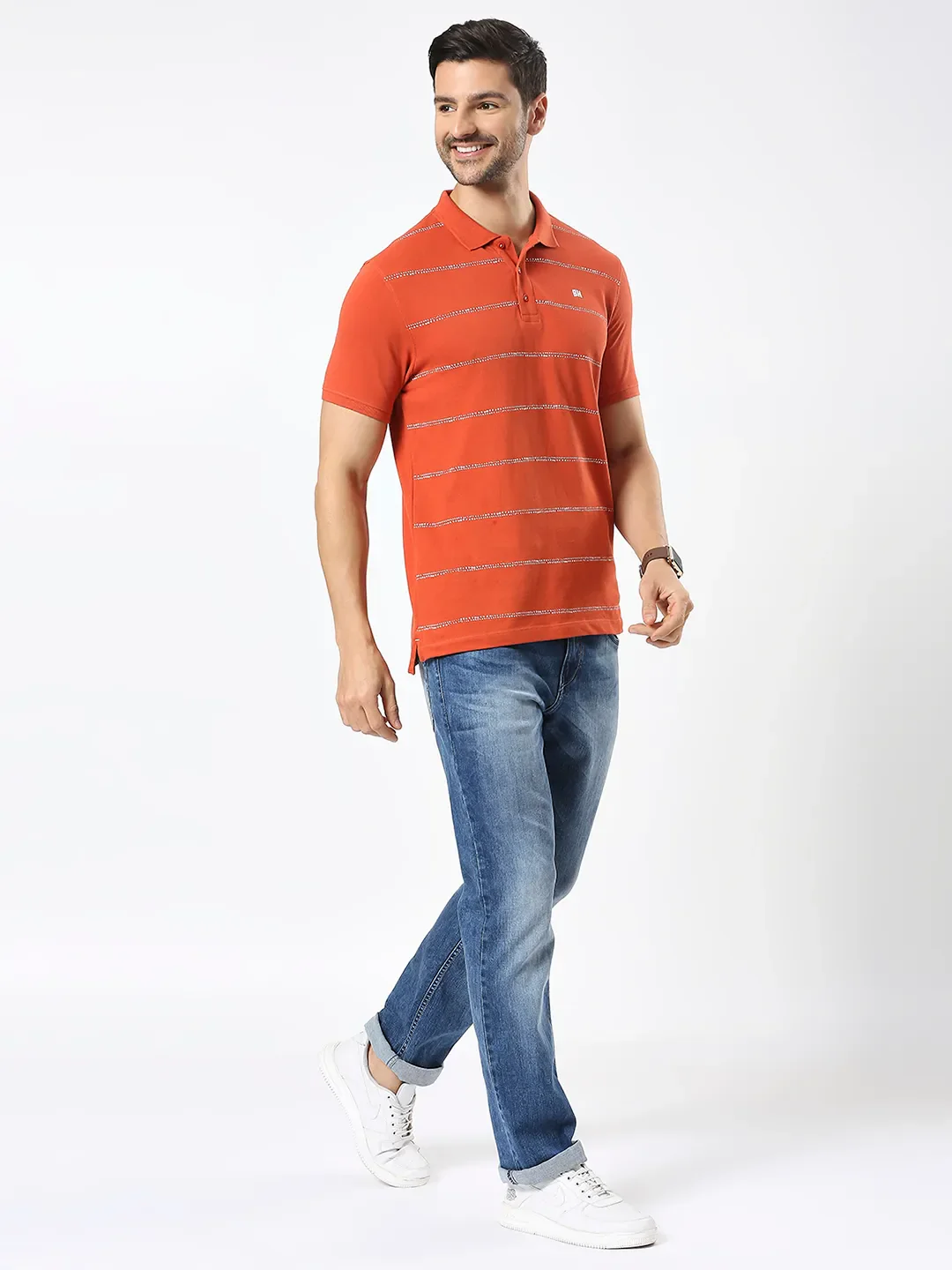 Rust Regular Fit Men's Polo T-Shirt by Being Human Clothing - Image 6