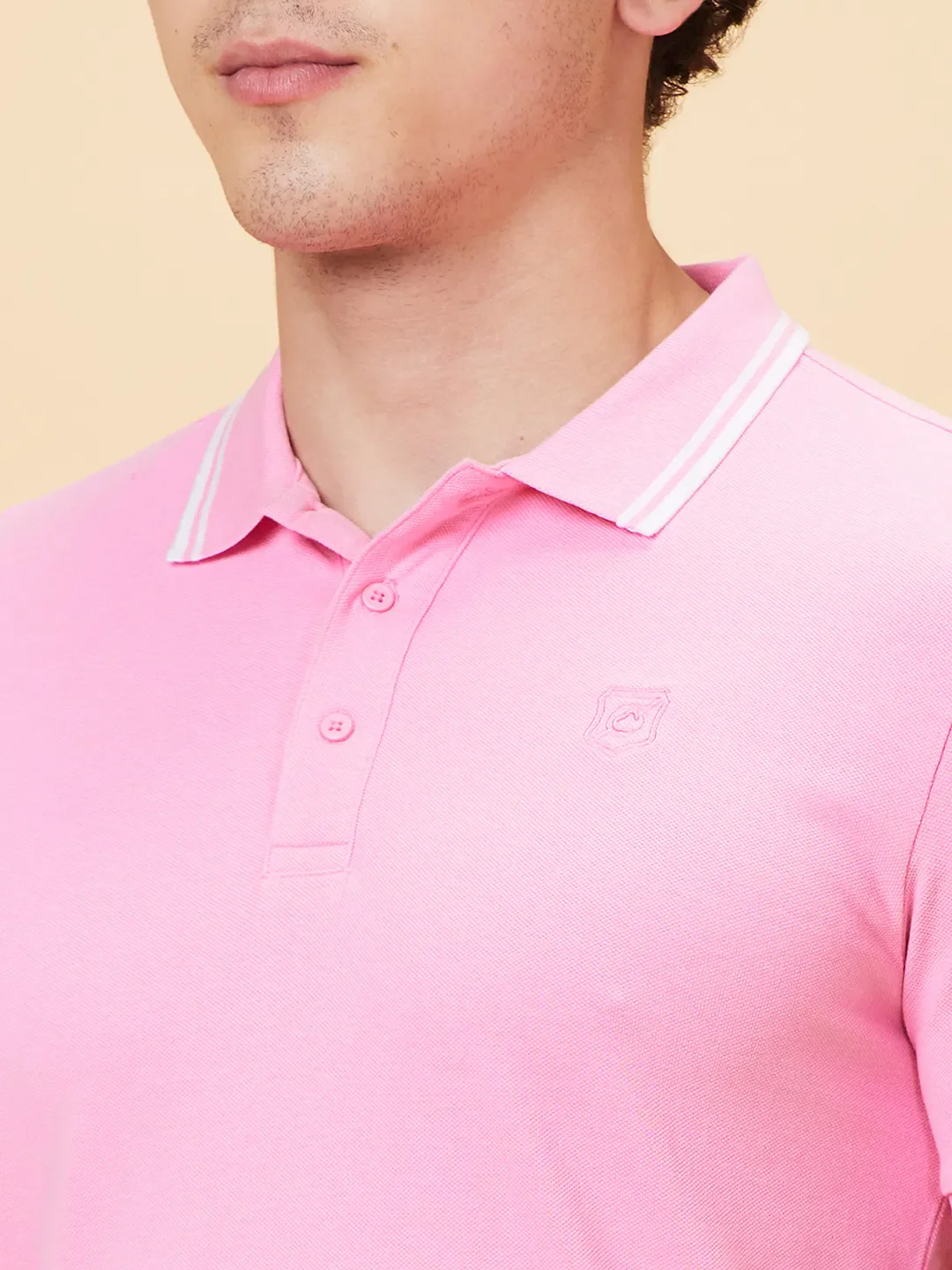 Pink Regular Fit Men's Polo T-shirt by Being Human Clothing - Image 5