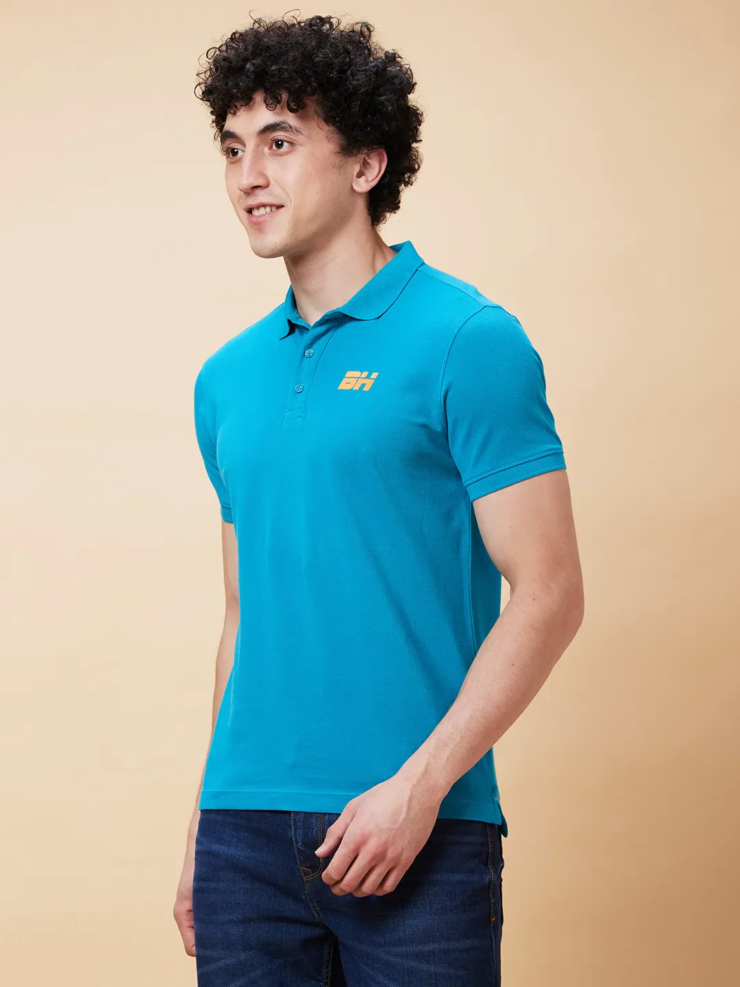 Blue Regular Fit Men's Polo T-Shirt by Being Human Clothing - Image 3