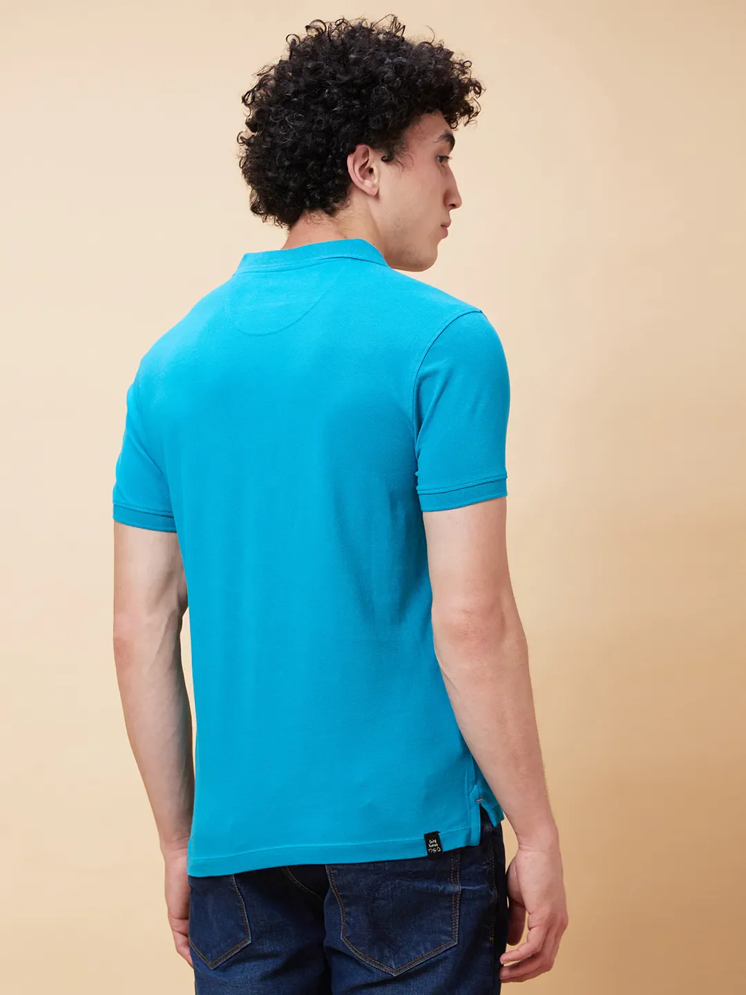 Blue Regular Fit Men's Polo T-Shirt by Being Human Clothing - Image 4