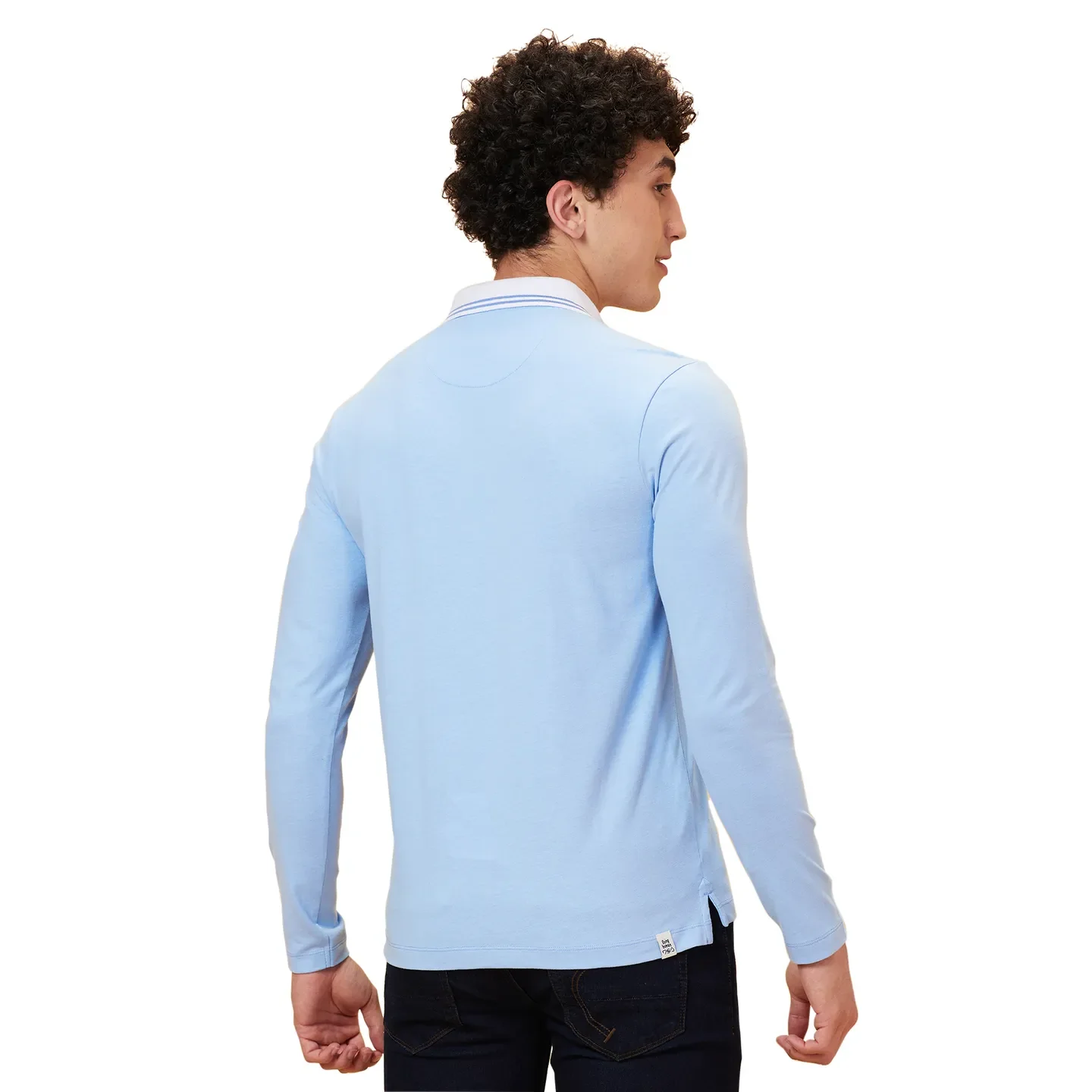 Blue Regular Fit Men's Long Sleeves Polo T-Shirt by Being Human Clothing - Image 3