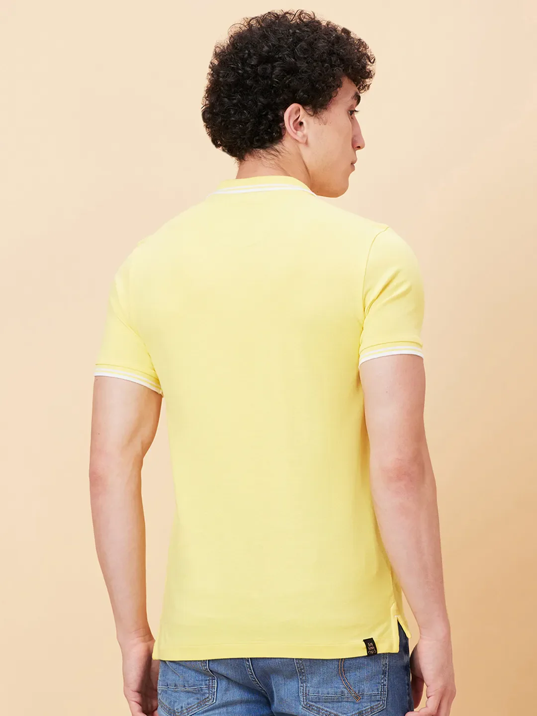 Yellow Regular Fit Men's Polo T-Shirt by Being Human Clothing - Image 3