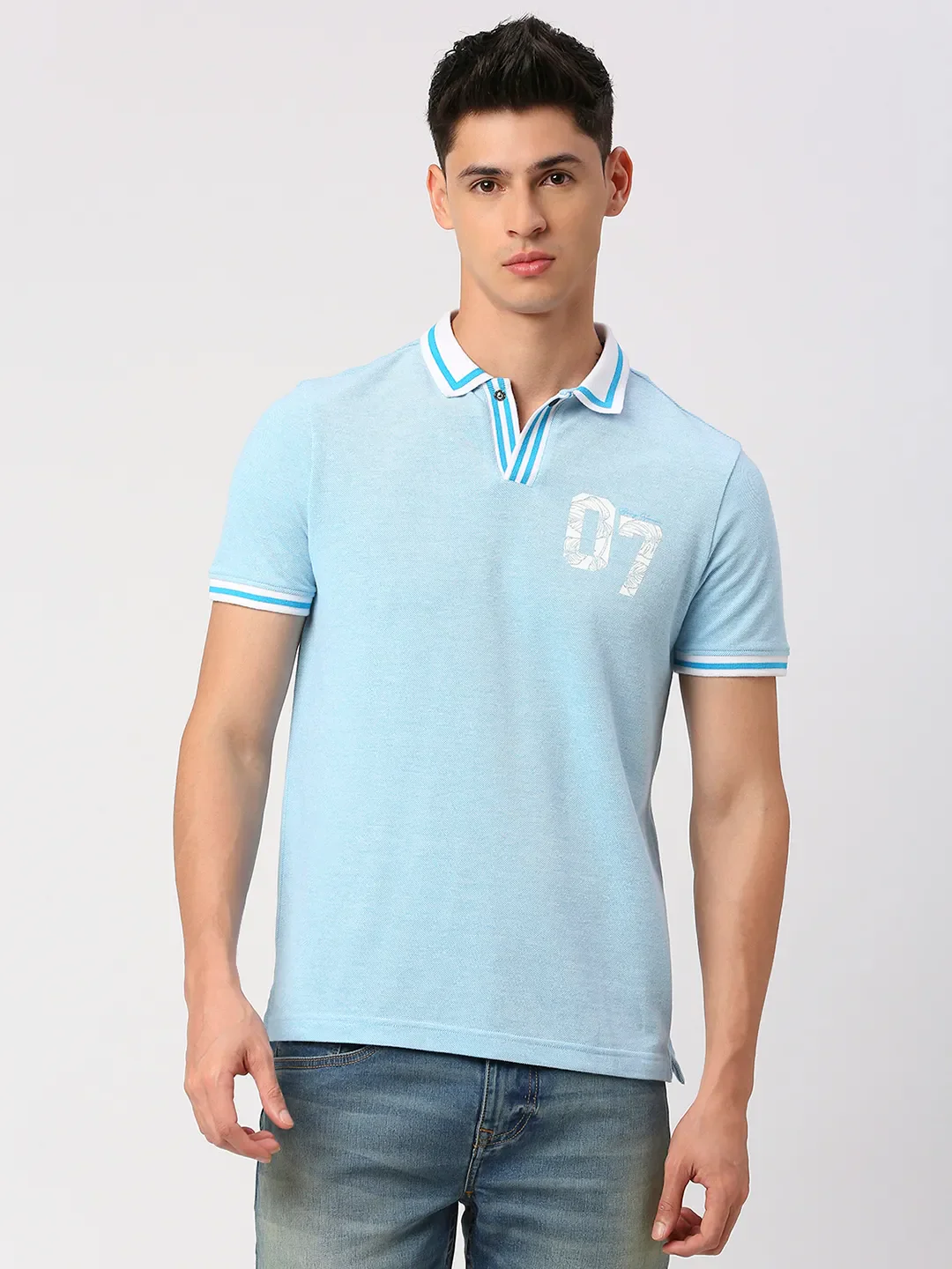 Blue Regular Fit Men's Polo T-Shirt by Being Human Clothing