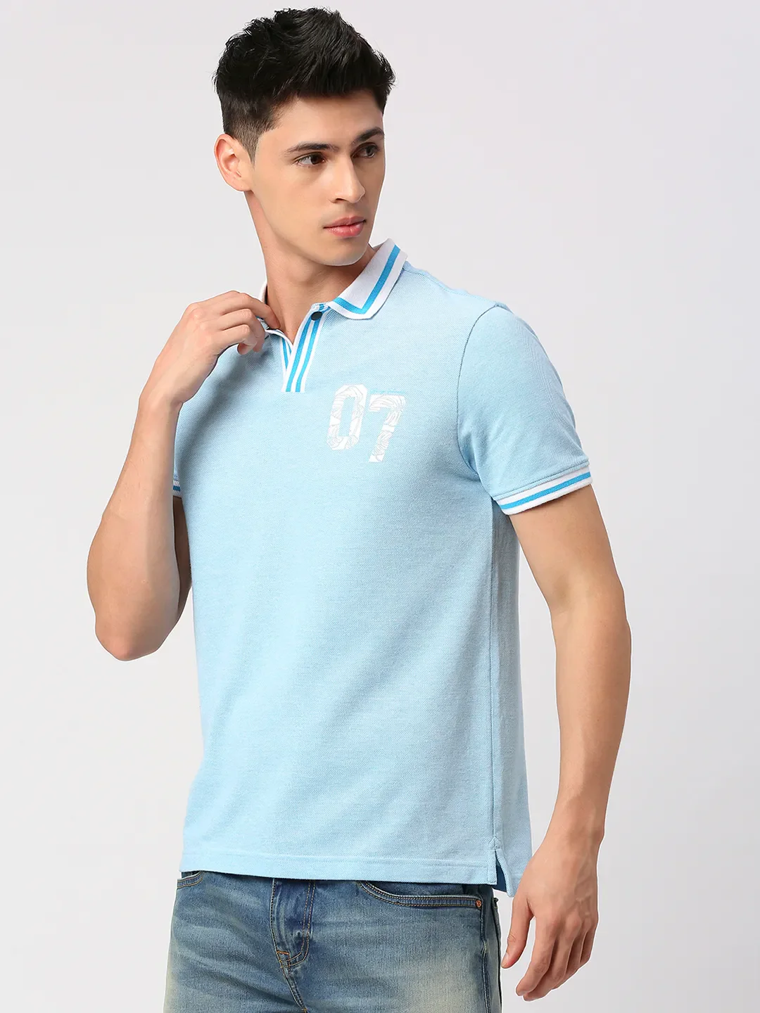 Blue Regular Fit Men's Polo T-Shirt by Being Human Clothing - Image 2