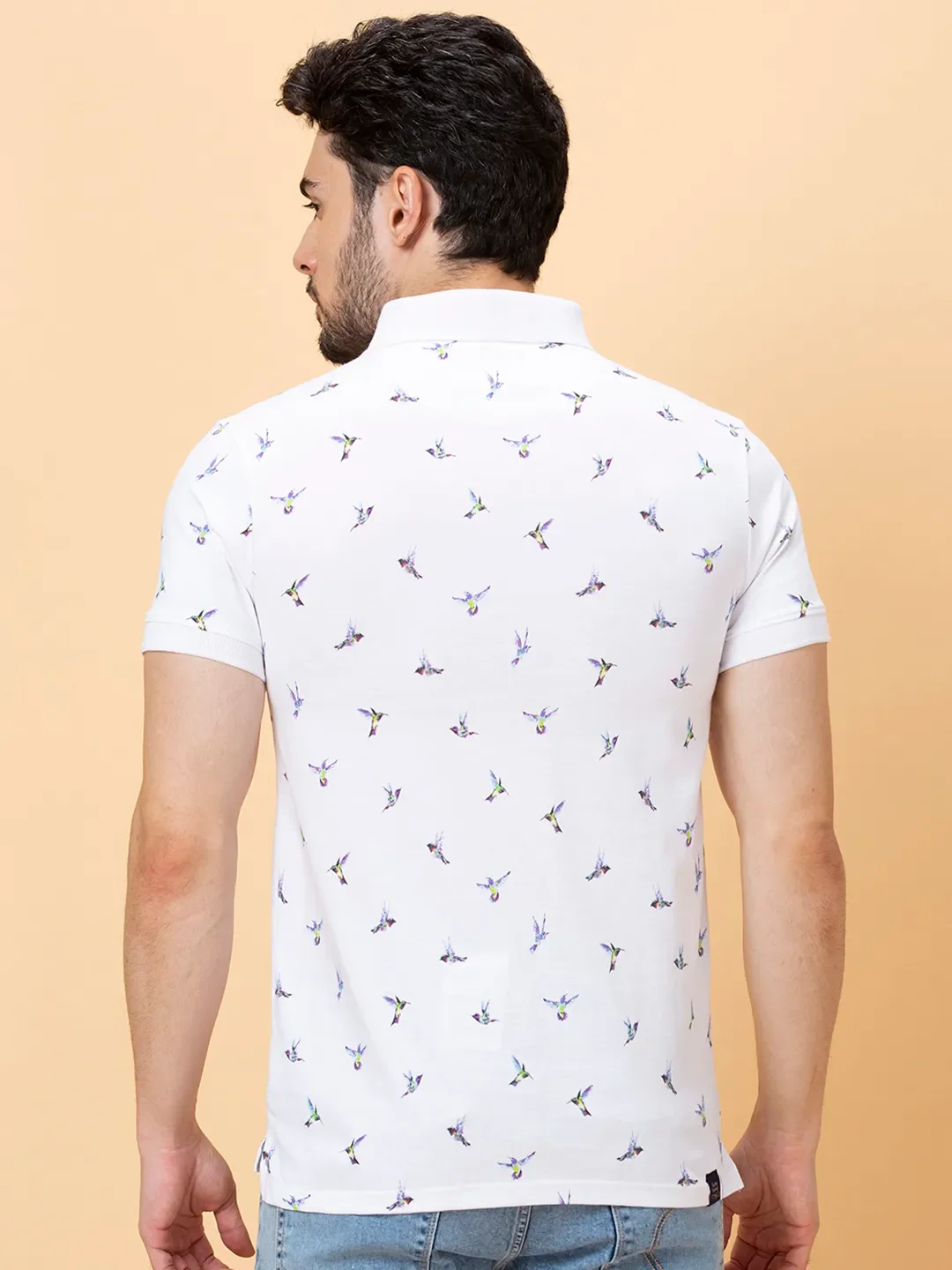 White Regular Fit Men's Polo T-shirt by Being Human Clothing - Image 3