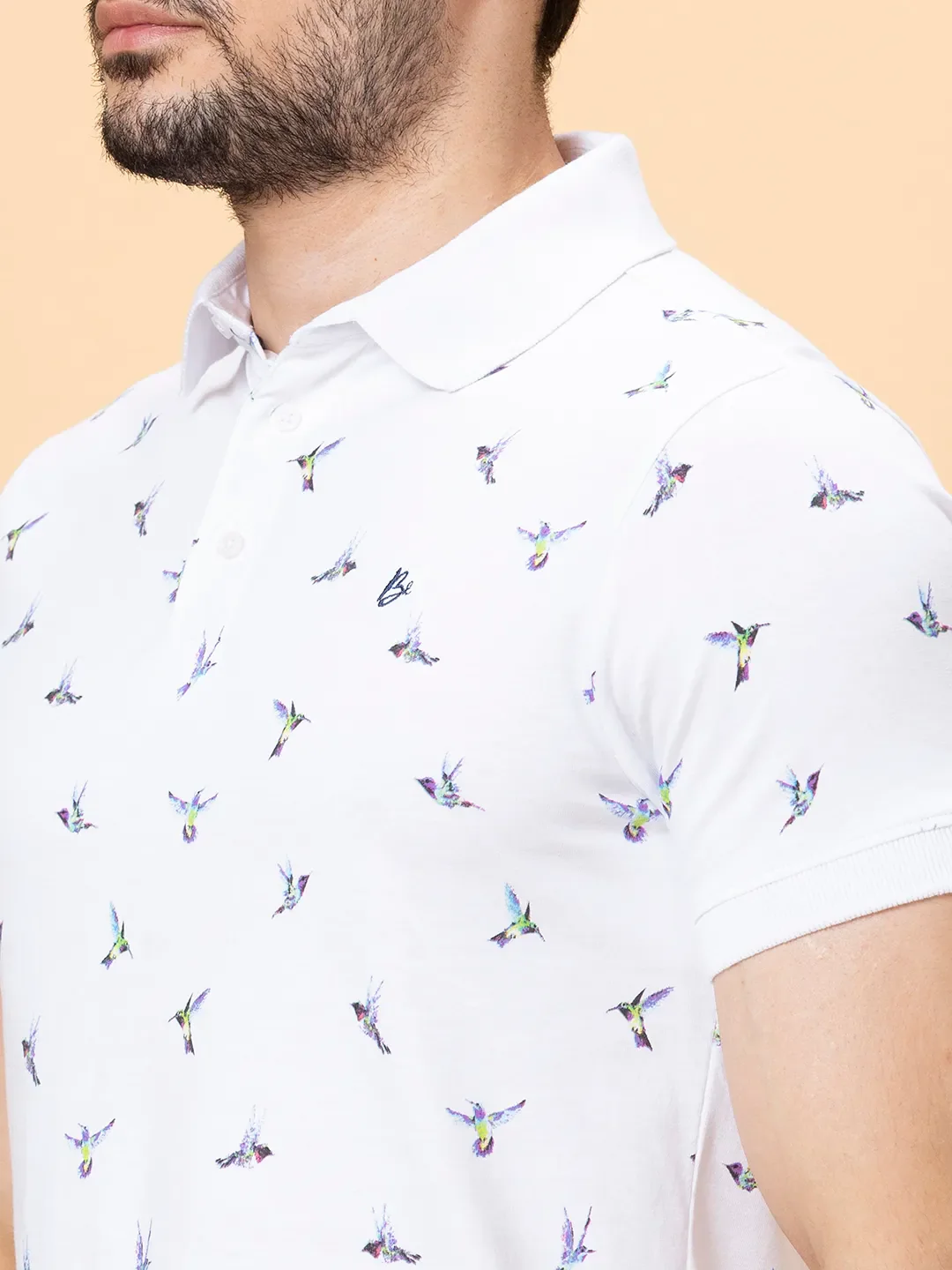 White Regular Fit Men's Polo T-shirt by Being Human Clothing - Image 5