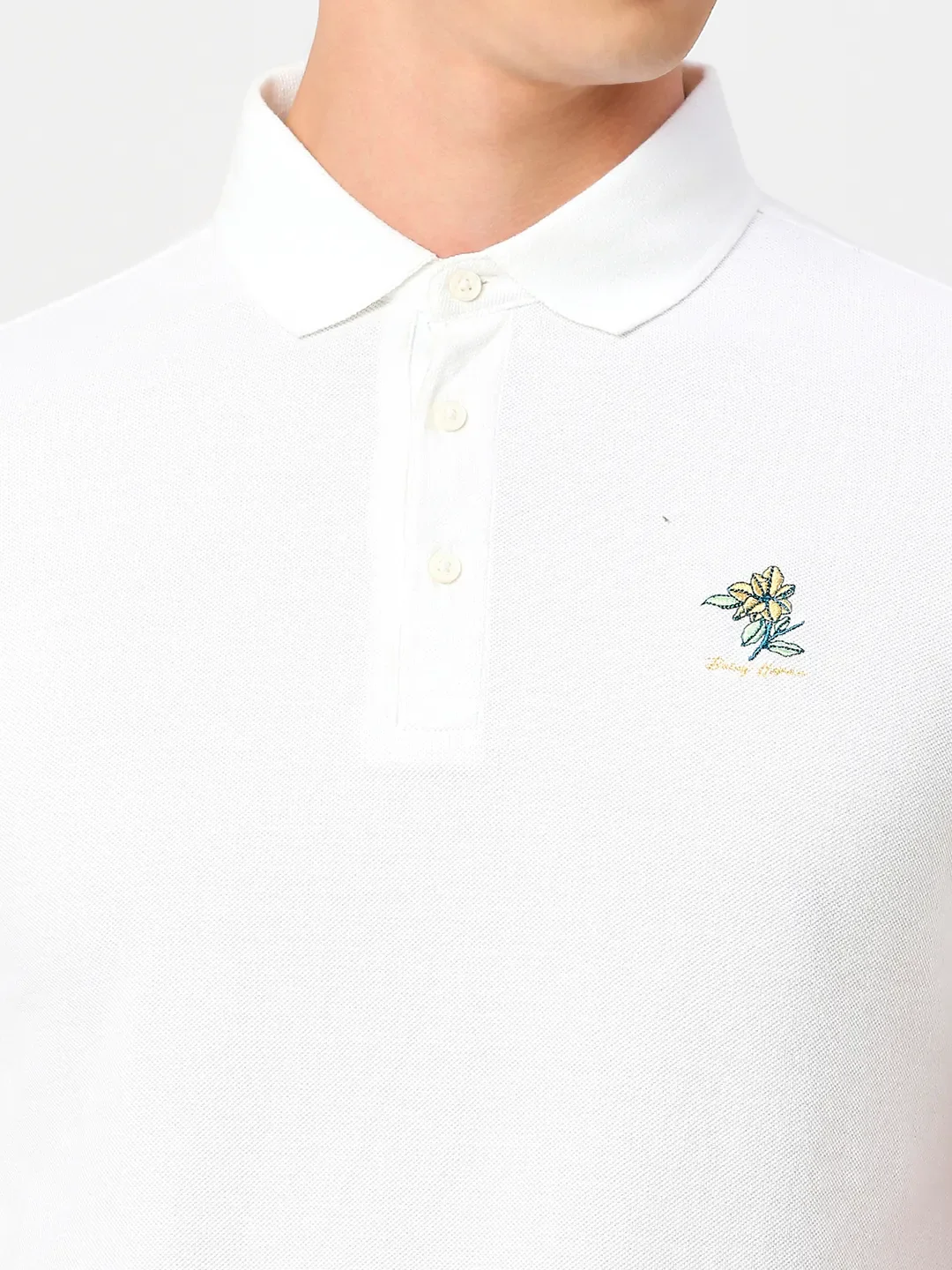 White Regular Fit Men's Polo T-Shirt by Being Human Clothing - Image 5