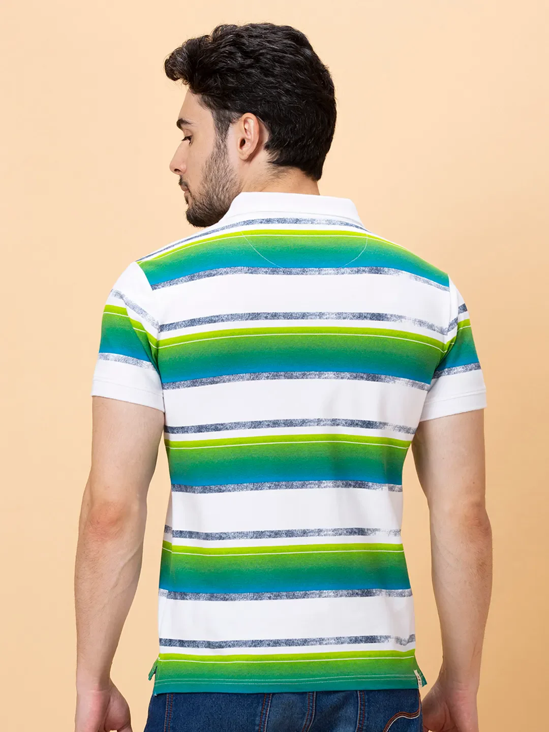 White Regular Fit Men's Polo T-shirt by Being Human Clothing - Image 3