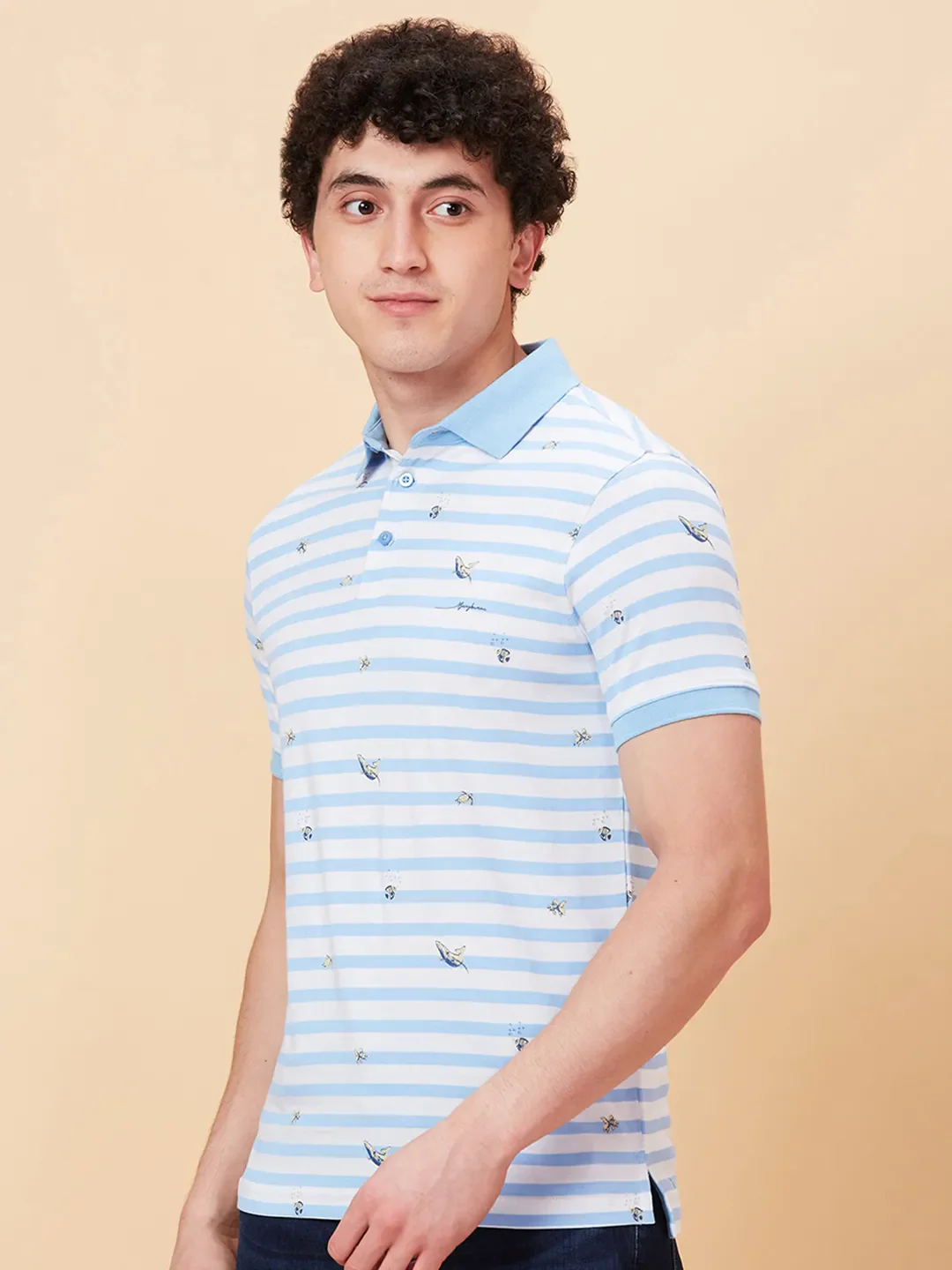 White Regular Fit Men's Polo T-Shirt by Being Human Clothing - Image 4