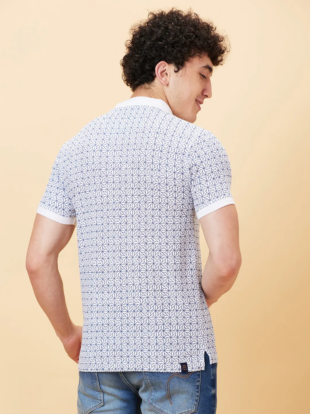 White Regular Fit Men's Polo T-shirt by Being Human Clothing - Image 4