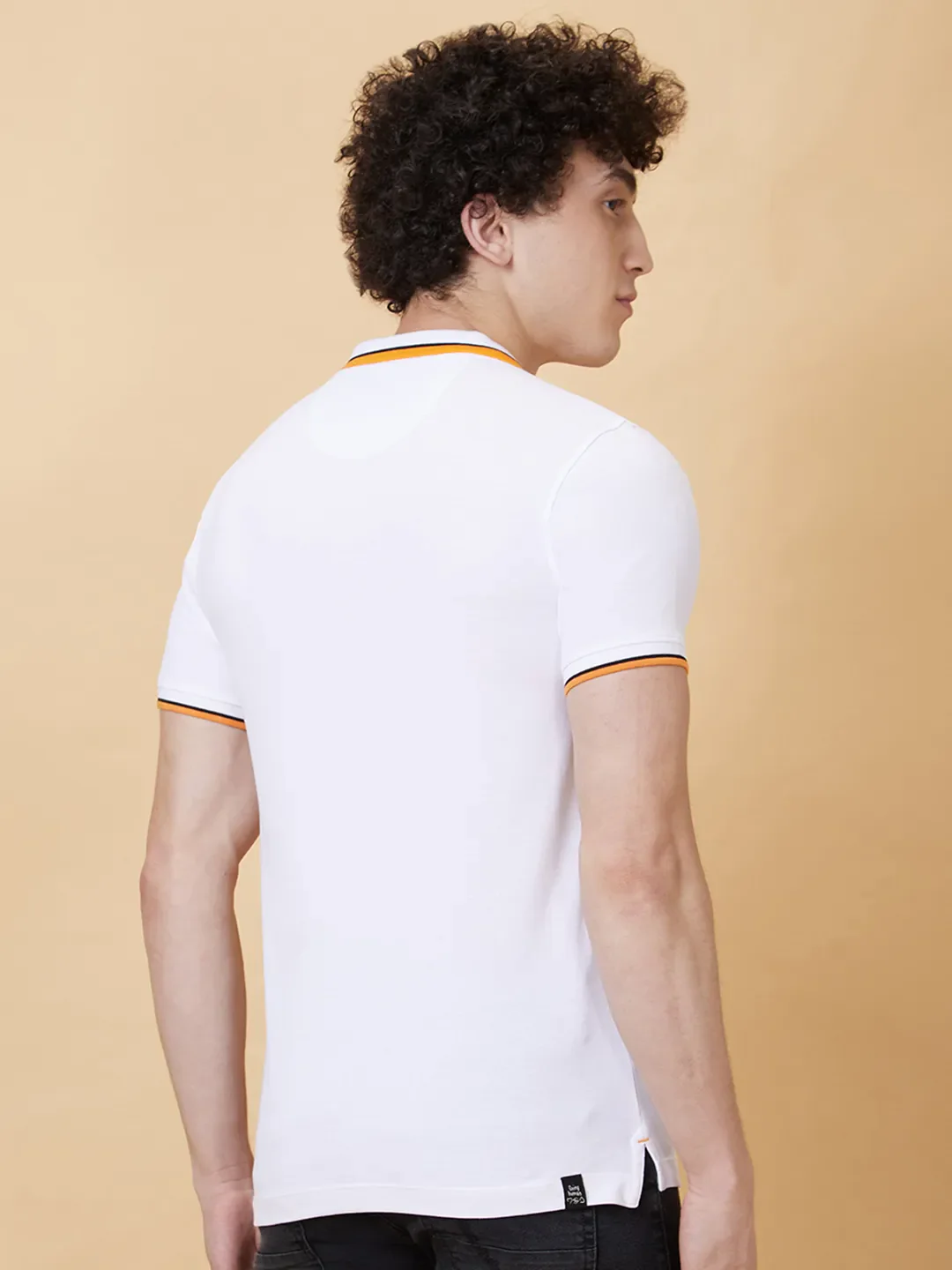 White Regular Fit Men's Polo T-Shirt by Being Human Clothing - Image 2