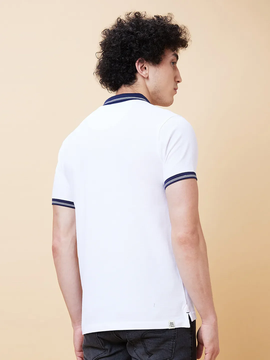 White Regular Fit Men's Polo T-Shirt by Being Human Clothing - Image 2