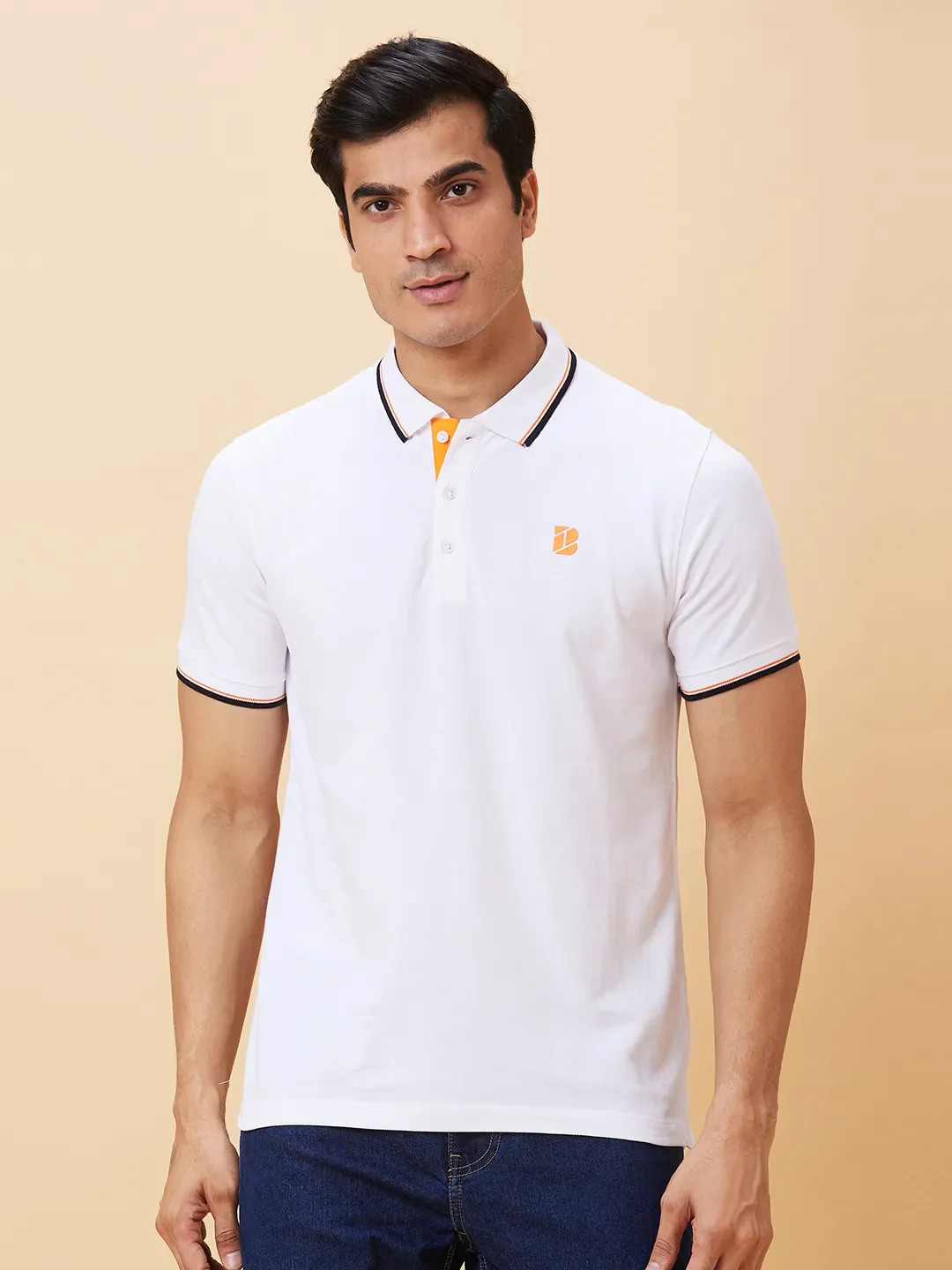 White Regular Fit Men's Polo T-Shirt by Being Human Clothing - Image 6