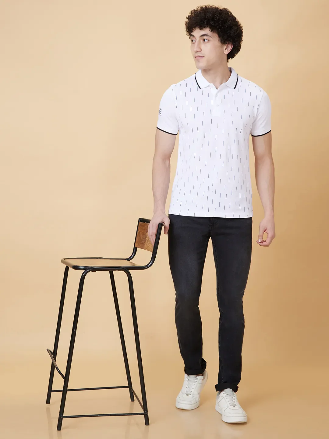 White Regular Fit Men's Polo T-Shirt by Being Human Clothing - Image 5