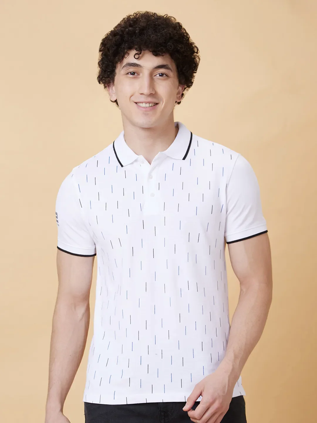 White Regular Fit Men's Polo T-Shirt by Being Human Clothing - Image 6