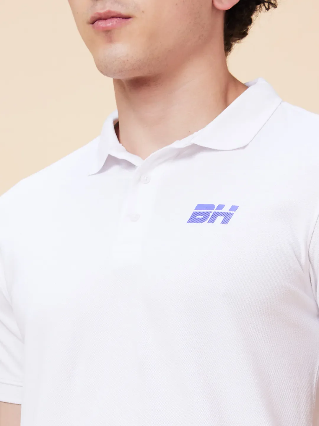 White Regular Fit Men's Polo T-Shirt by Being Human Clothing - Image 5