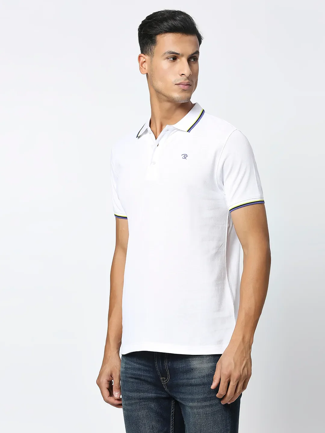 White Regular Fit Men's Polo T-Shirt by Being Human Clothing - Image 2