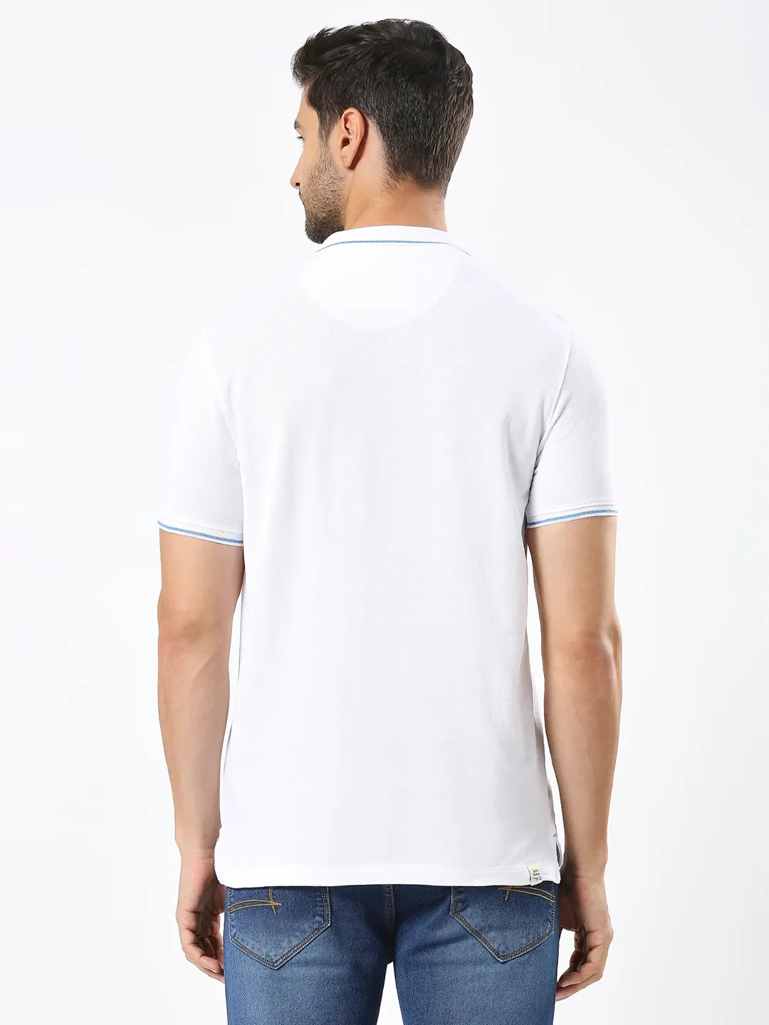 White Regular Fit Men's Polo T-Shirt by Being Human Clothing - Image 4