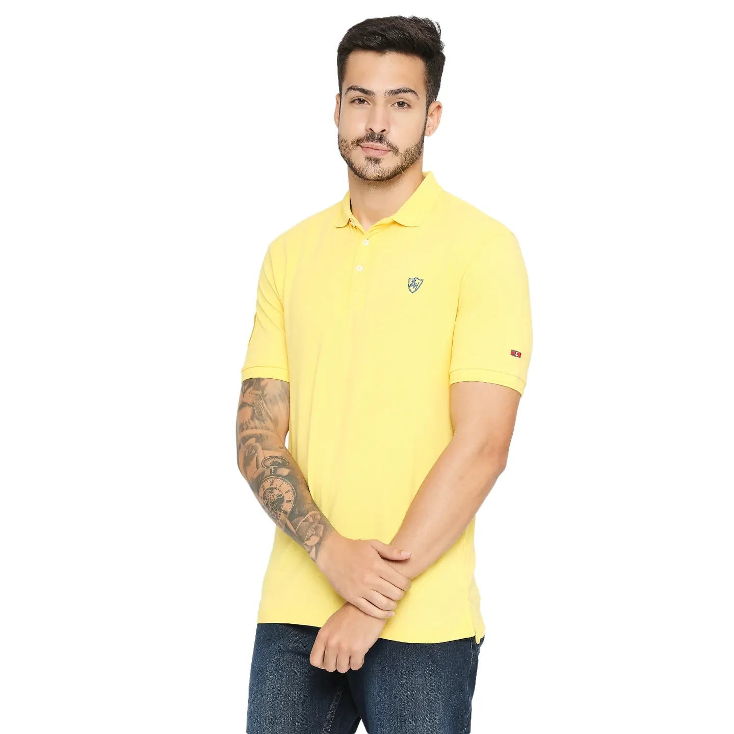 Yellow Regular Fit Men's Polo T-Shirt by Being Human Clothing - Image 2