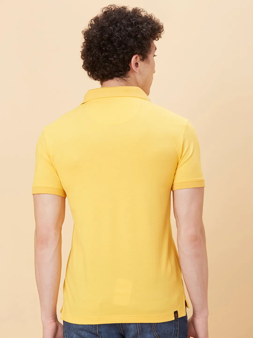 Yellow Regular Fit Men's Polo T-Shirt by Being Human Clothing - Image 3