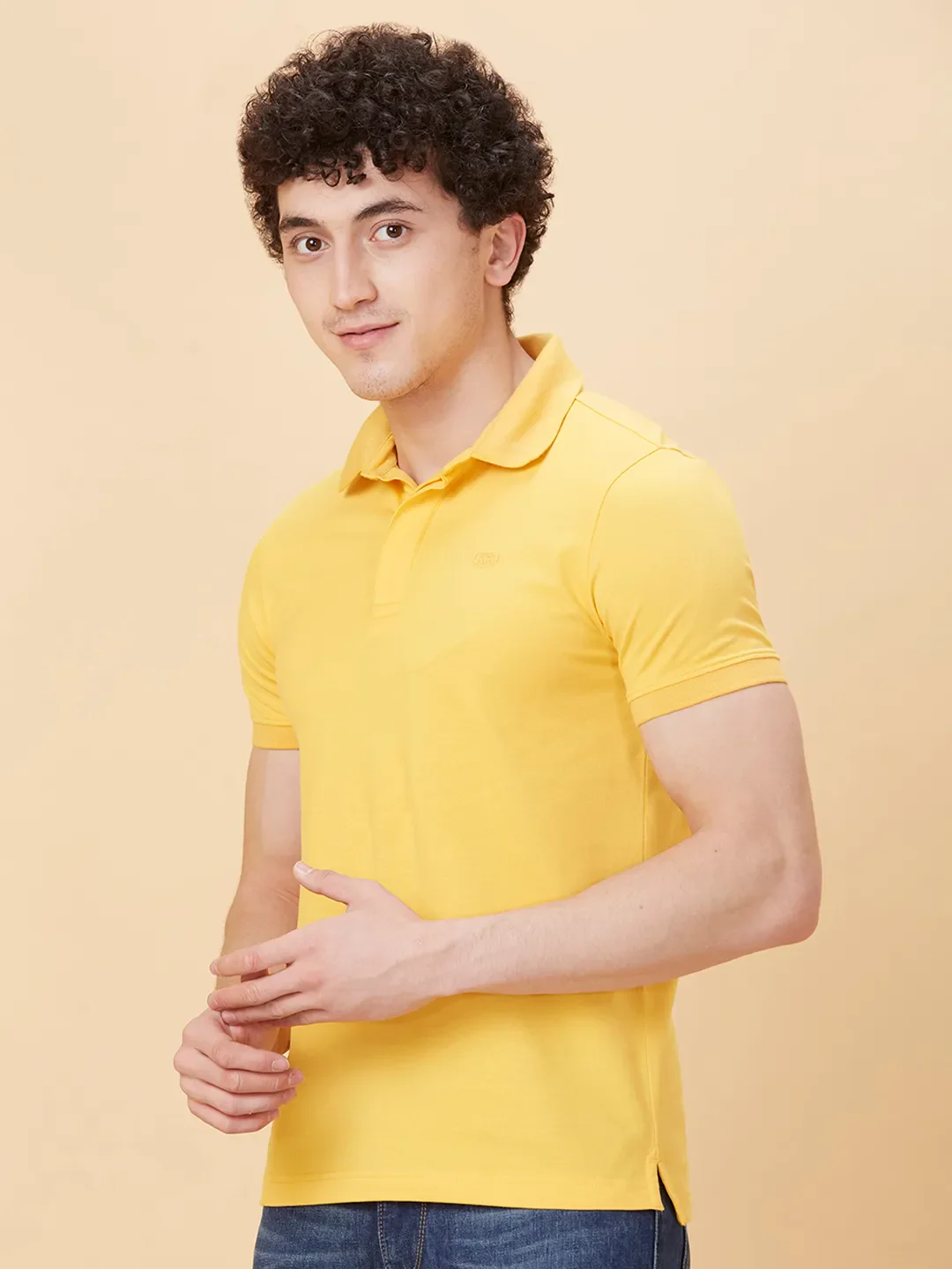 Yellow Regular Fit Men's Polo T-Shirt by Being Human Clothing - Image 4