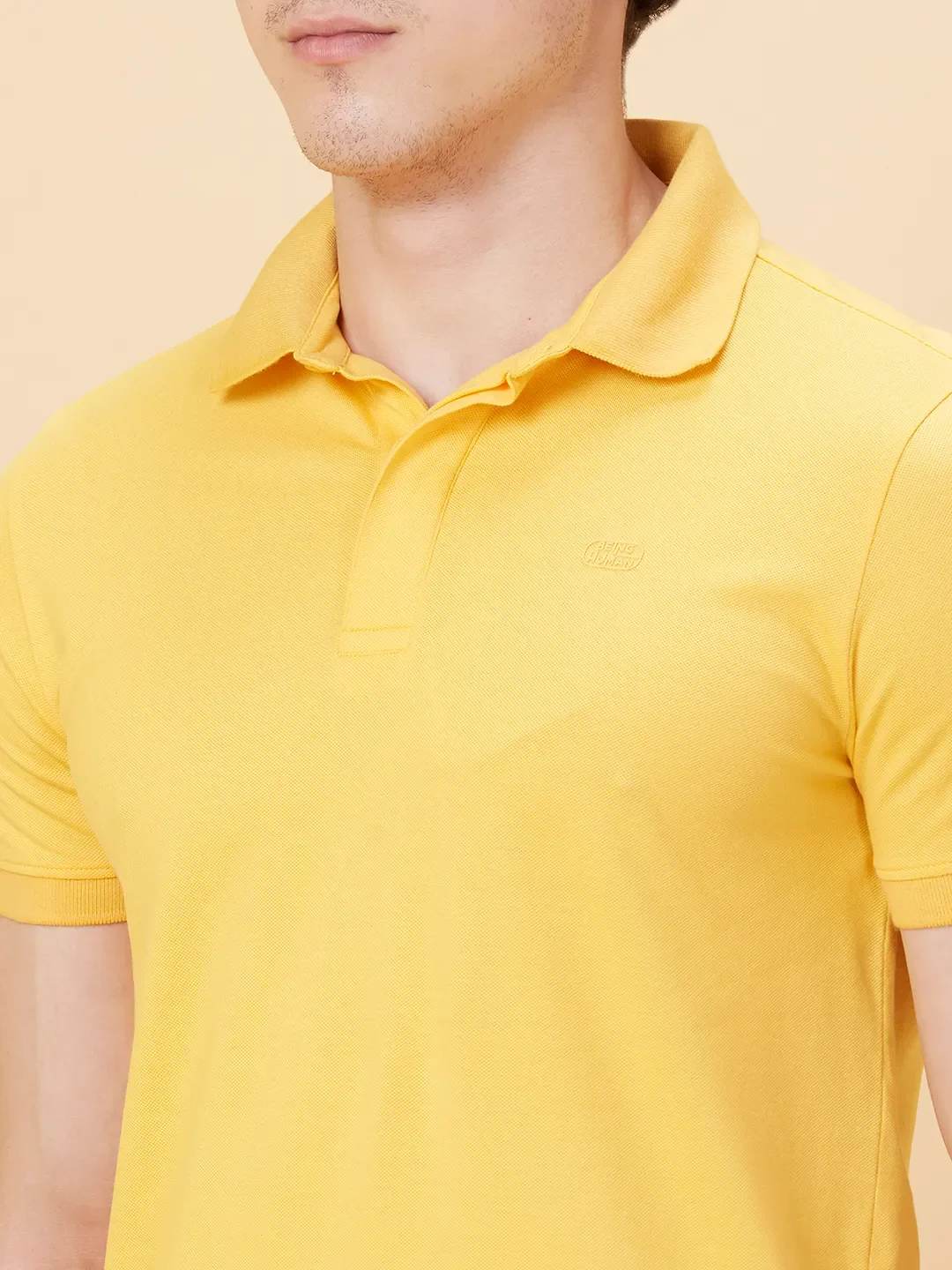 Yellow Regular Fit Men's Polo T-Shirt by Being Human Clothing - Image 5
