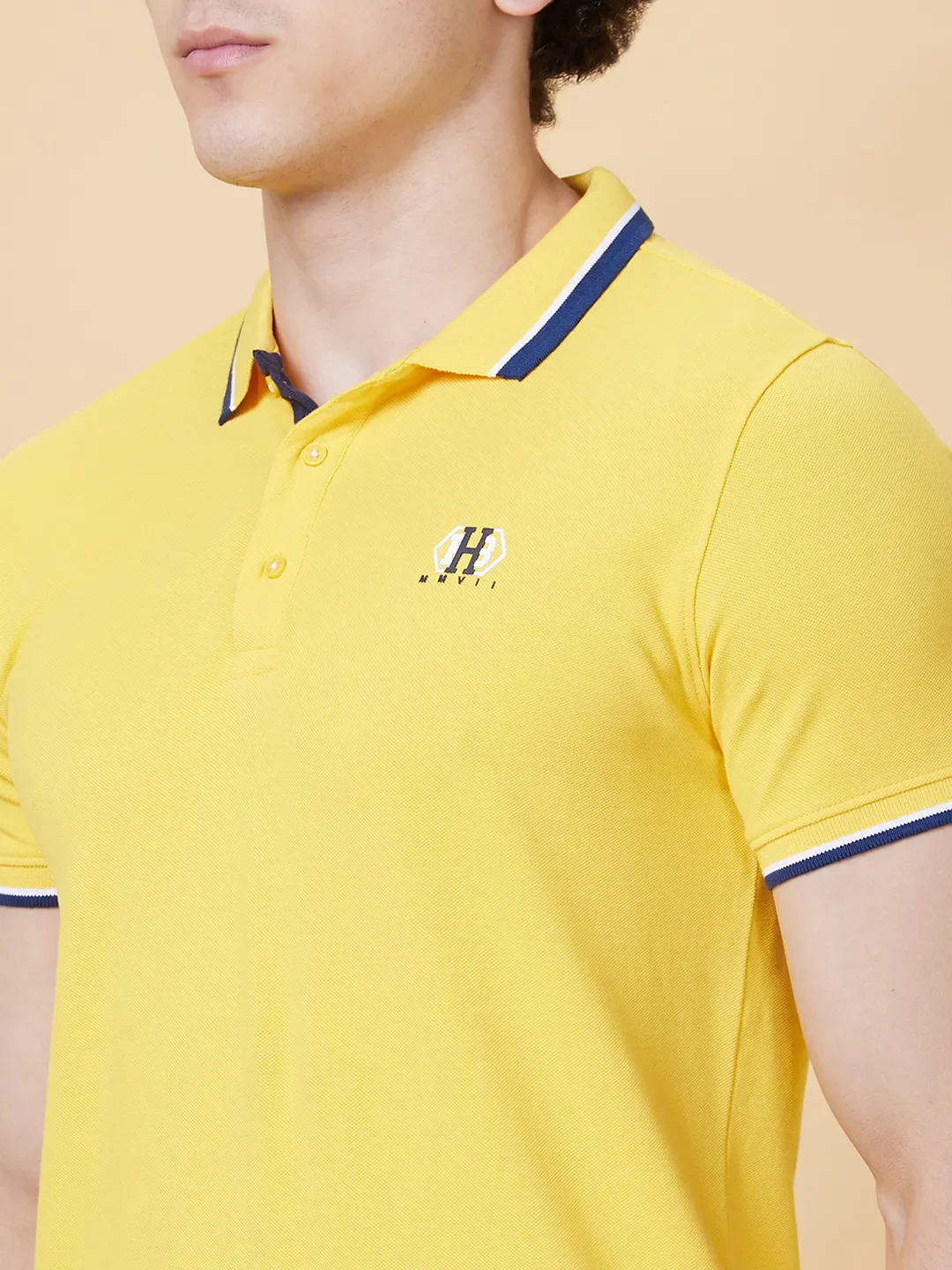 Yellow Regular Fit Men's Polo T-Shirt by Being Human Clothing - Image 4