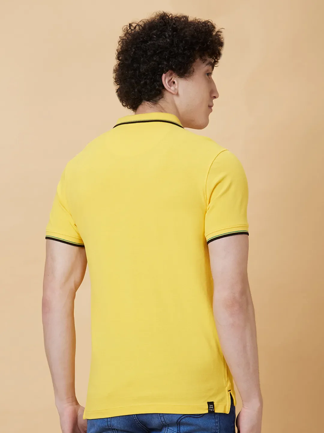 Yellow Regular Fit Men's Polo T-Shirt by Being Human Clothing - Image 2